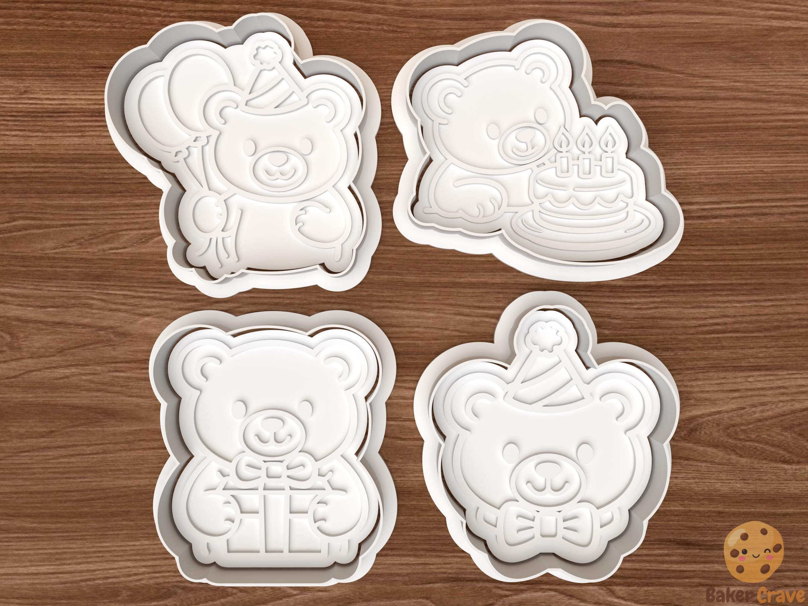 Birthday Teddy Bear Cookie Cutter Set STL File