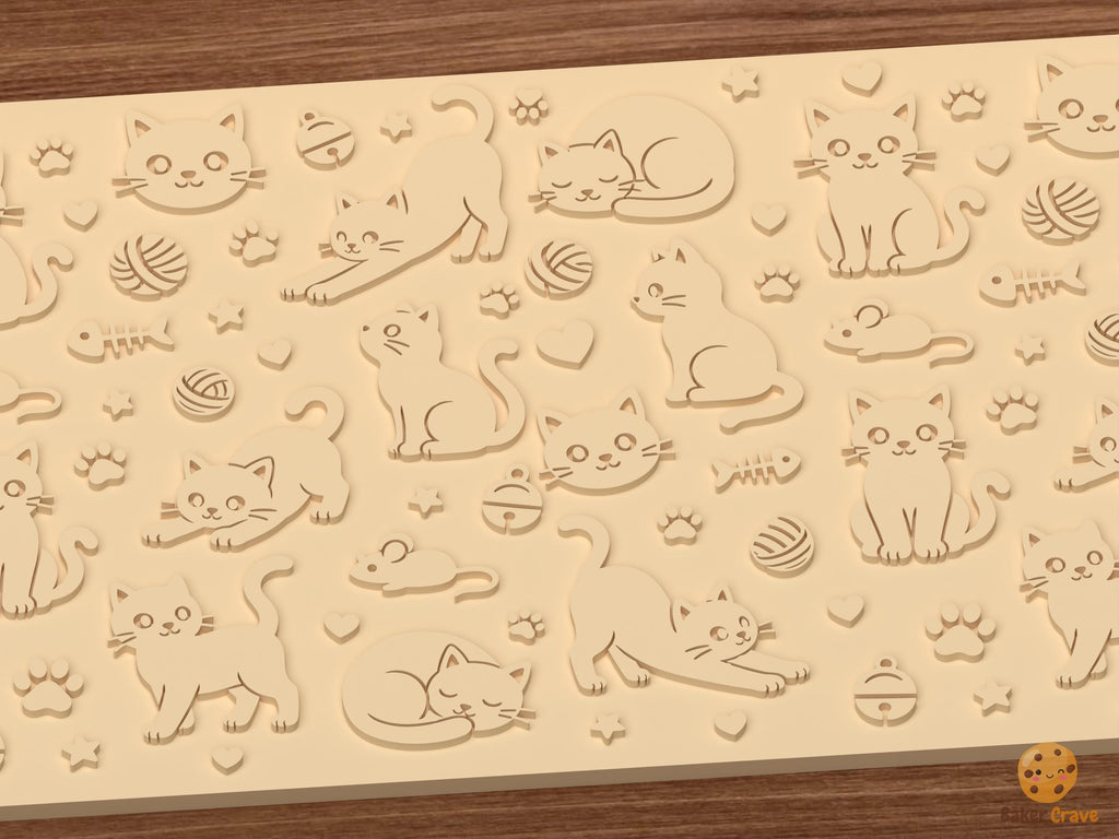Cat Pattern Textured Roller STL File