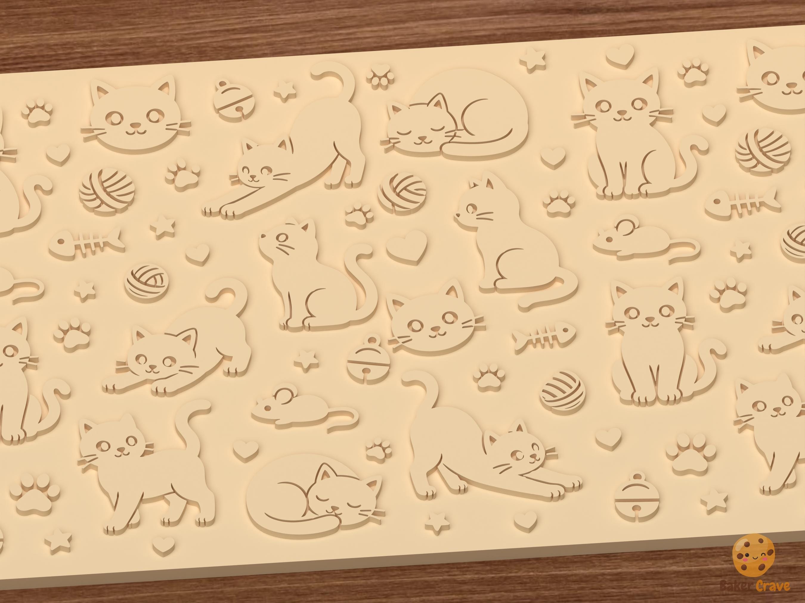 Cat Pattern Textured Roller STL File