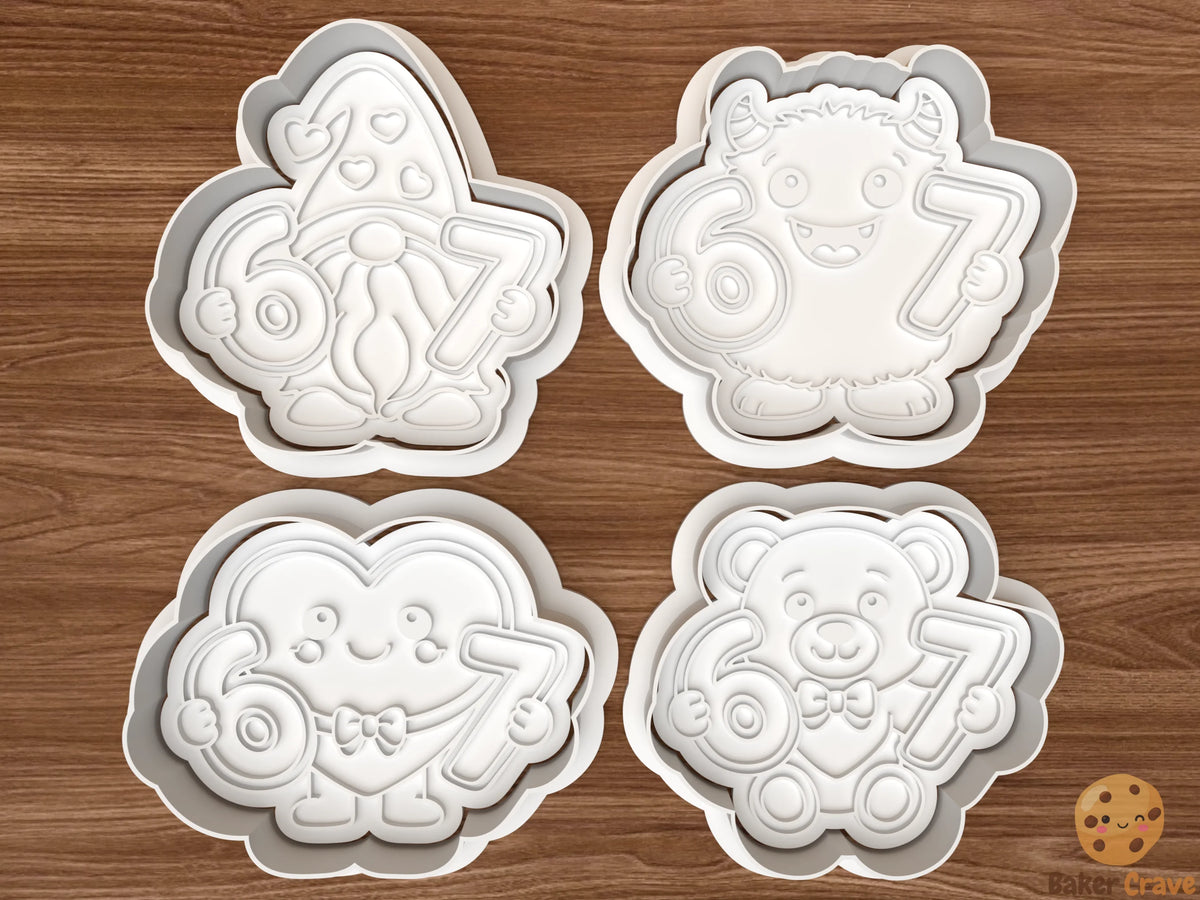 7 Valentine Characters Cookie Cutter Set STL File - 67valentine1