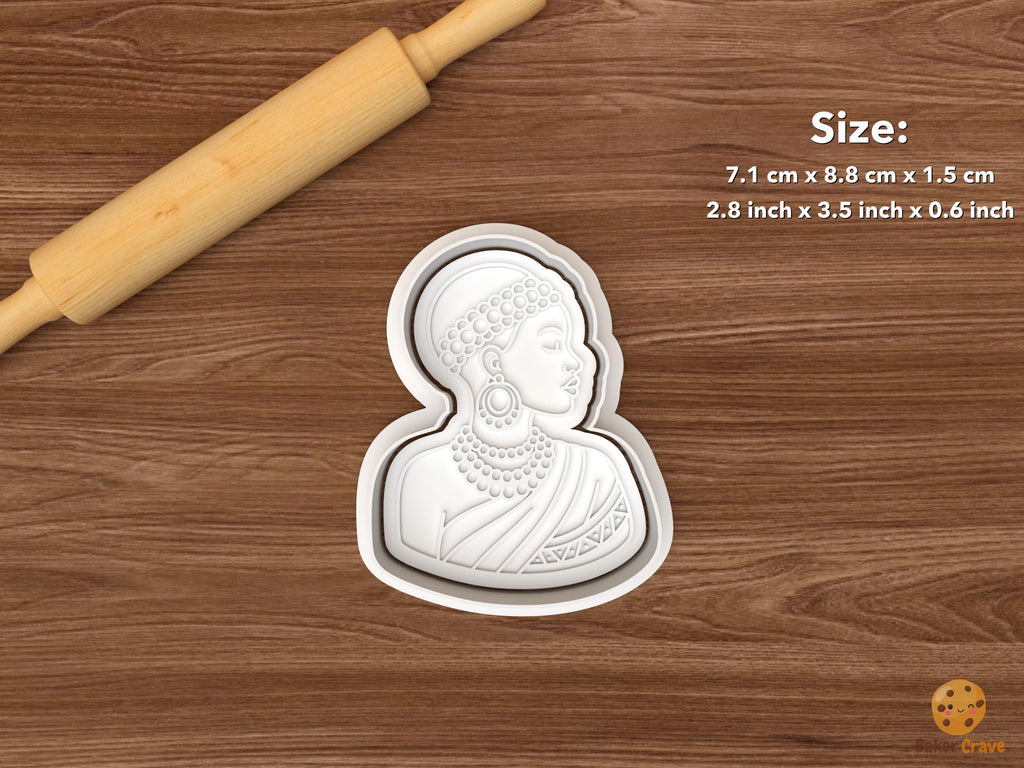 African Woman Cookie Cutter Set STL File
