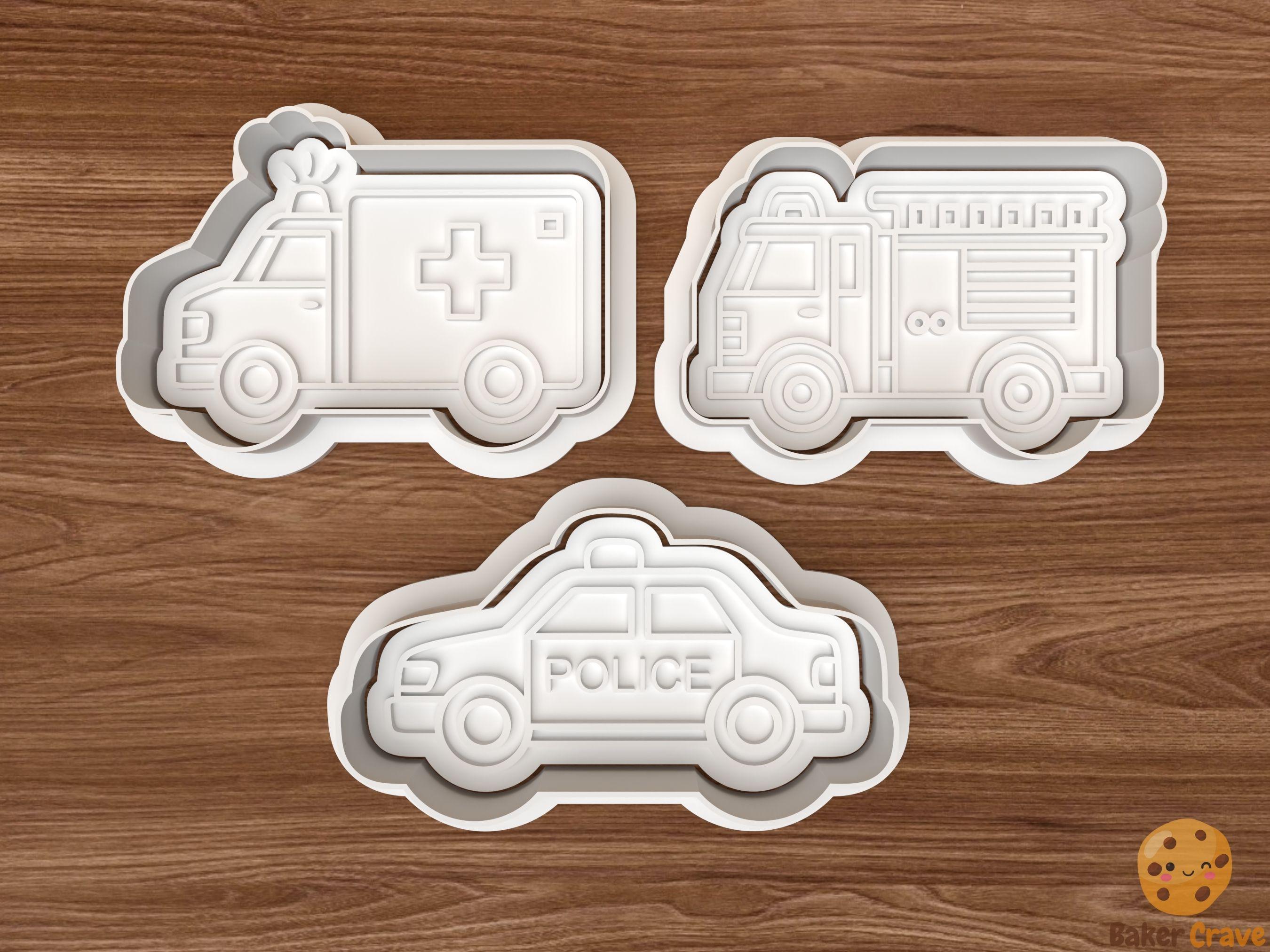 Emergency Vehicles Cookie Cutter Set STL File