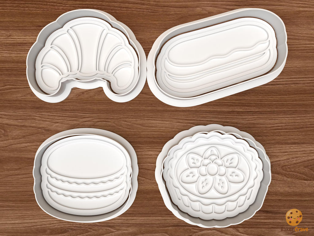 French Pastry Cookie Cutter Set STL File