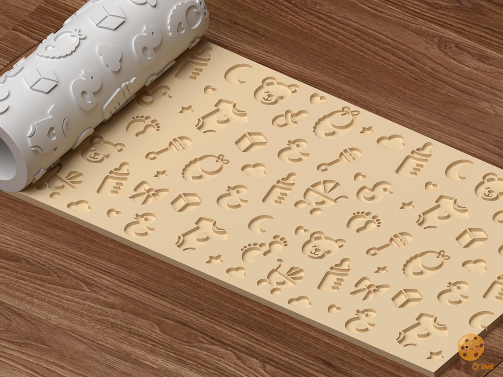 Baby Shower Pattern Textured Roller STL File