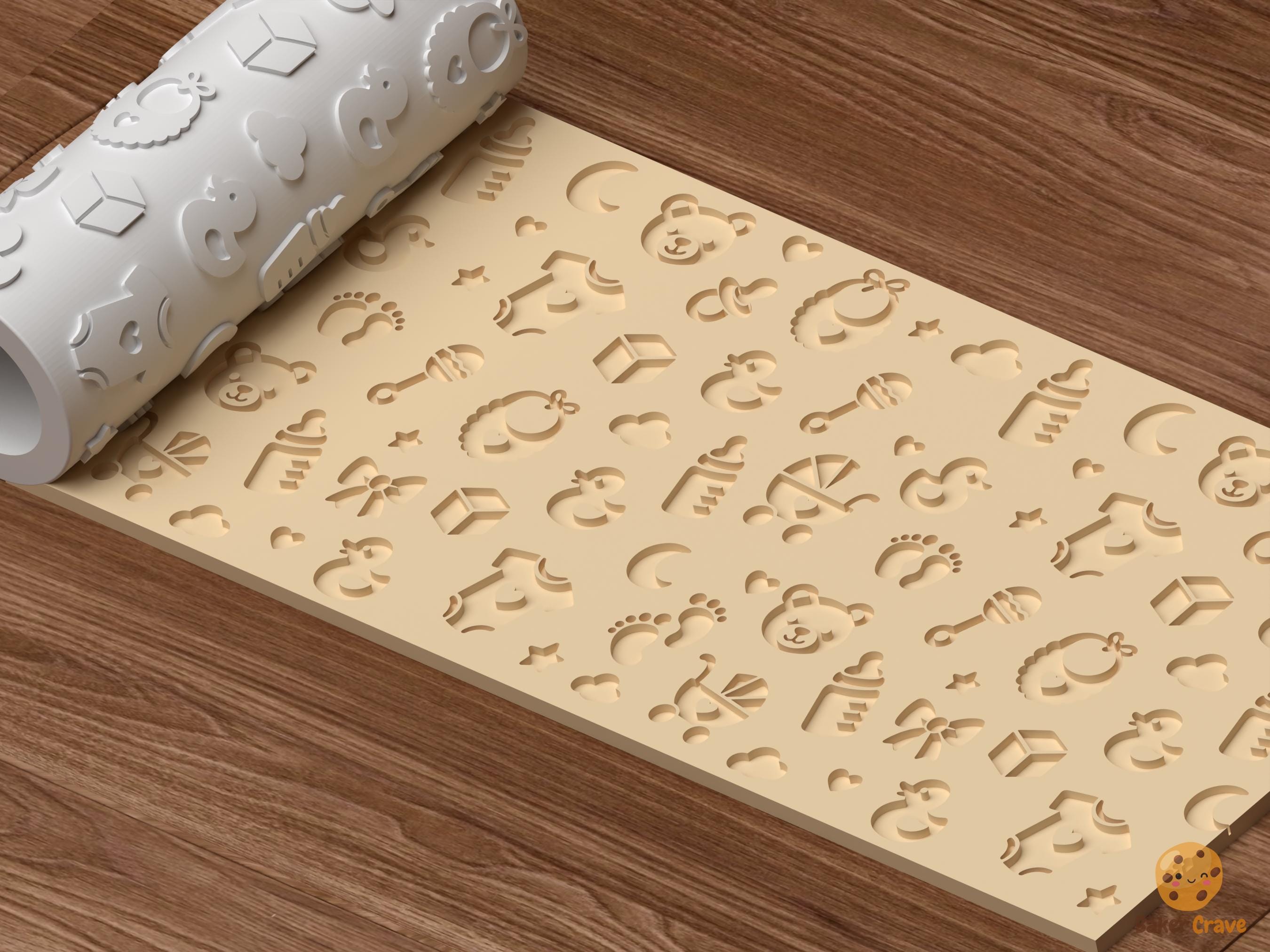 Baby Shower Pattern Textured Roller STL File