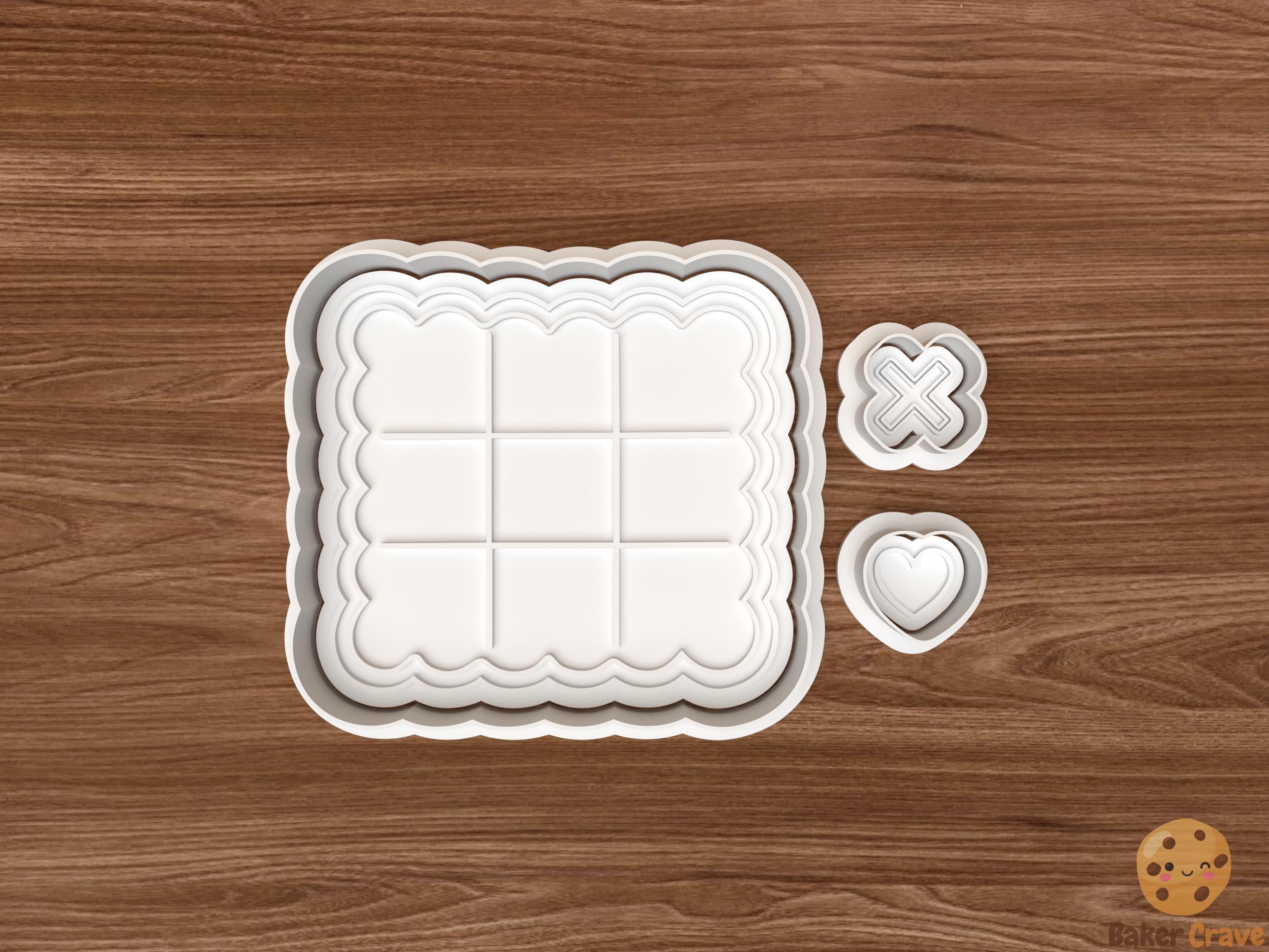 Valentine Tic Tac Toe Cookie Cutter Set STL File