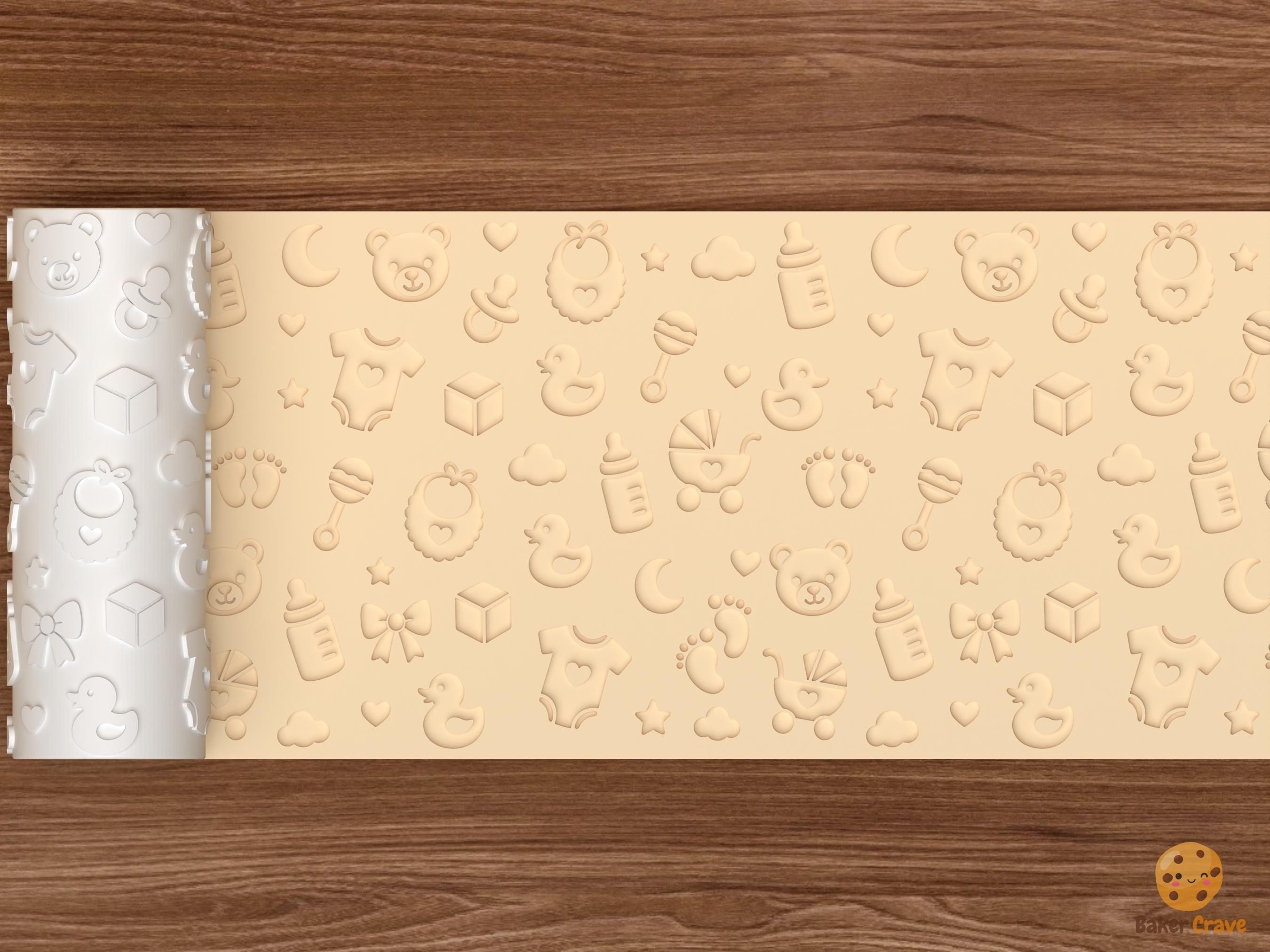 Baby Shower Pattern Textured Roller STL File