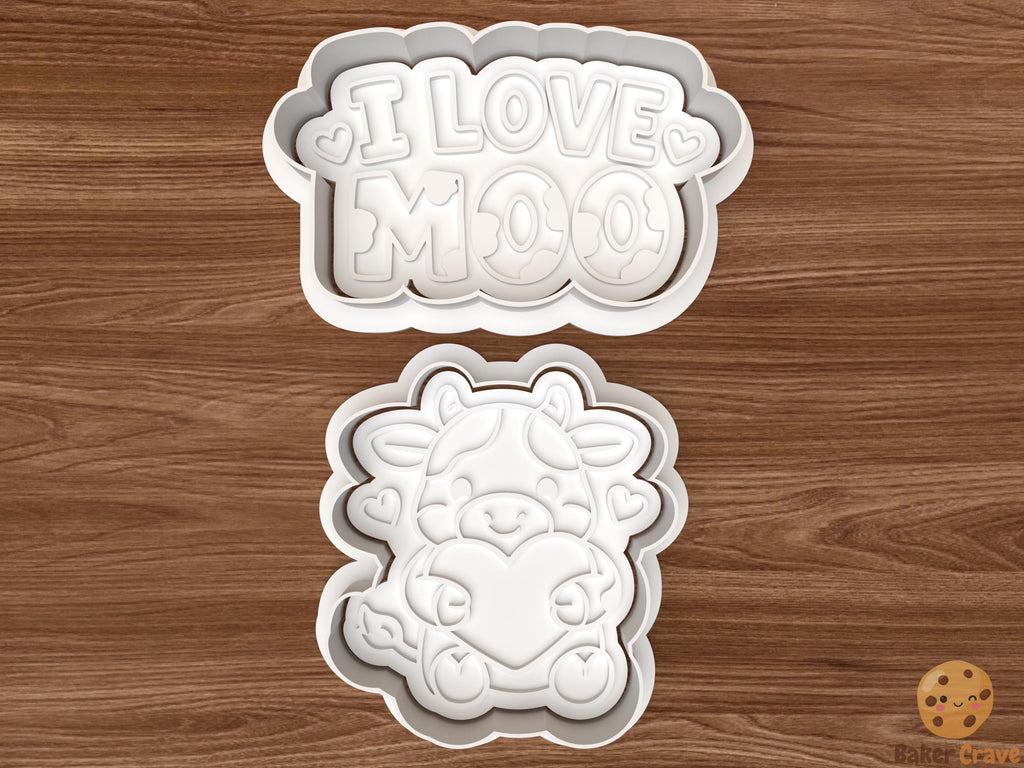 I Love Moo Valentine Cookie Cutter Set STL File