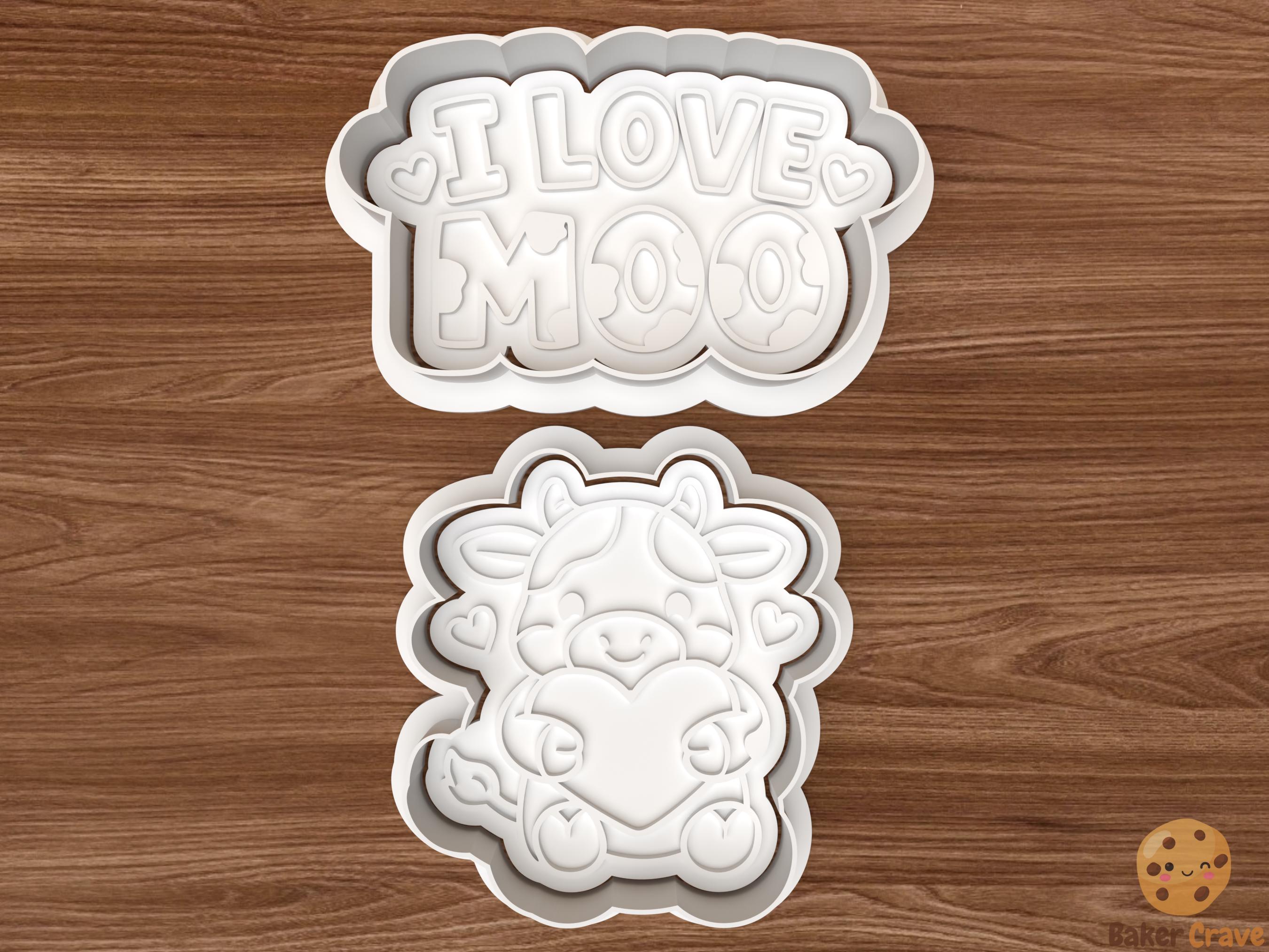 I Love Moo Valentine Cookie Cutter Set STL File