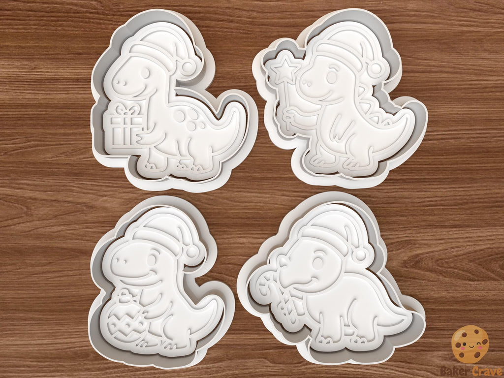 Christmas Dinosaur Cookie Cutter Set STL File