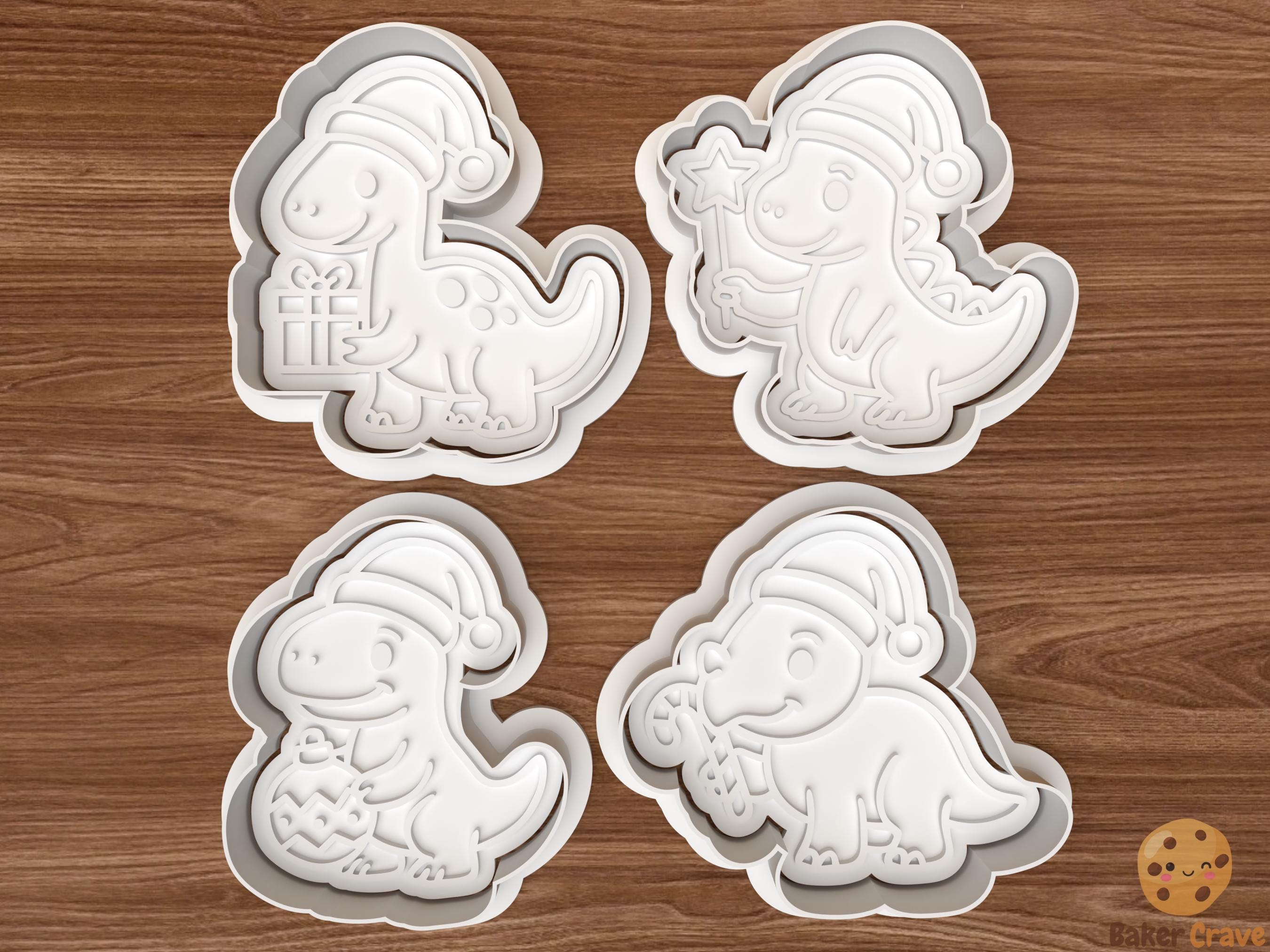 Christmas Dinosaur Cookie Cutter Set STL File