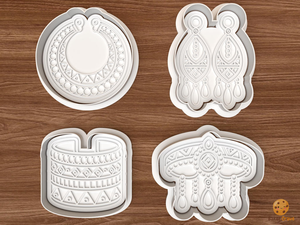 African Jewelry Cookie Cutter Set STL File