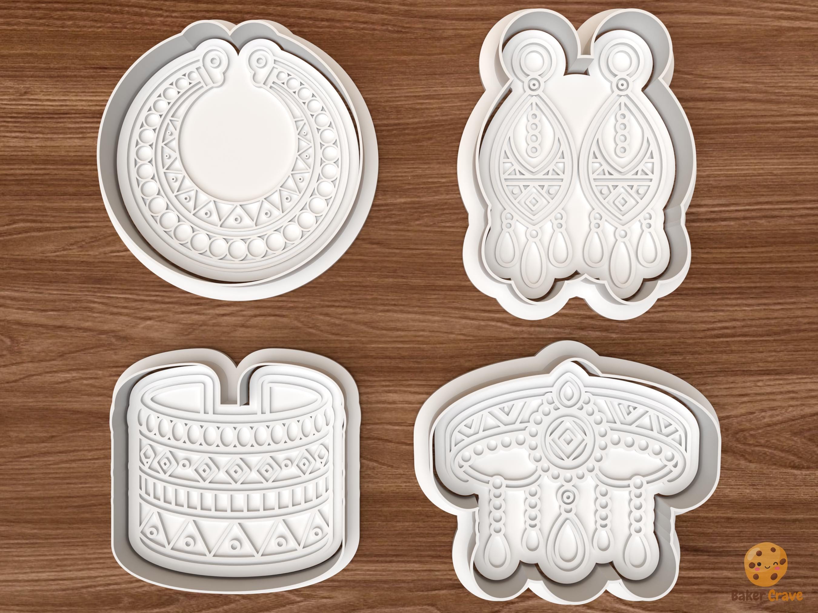 African Jewelry Cookie Cutter Set STL File