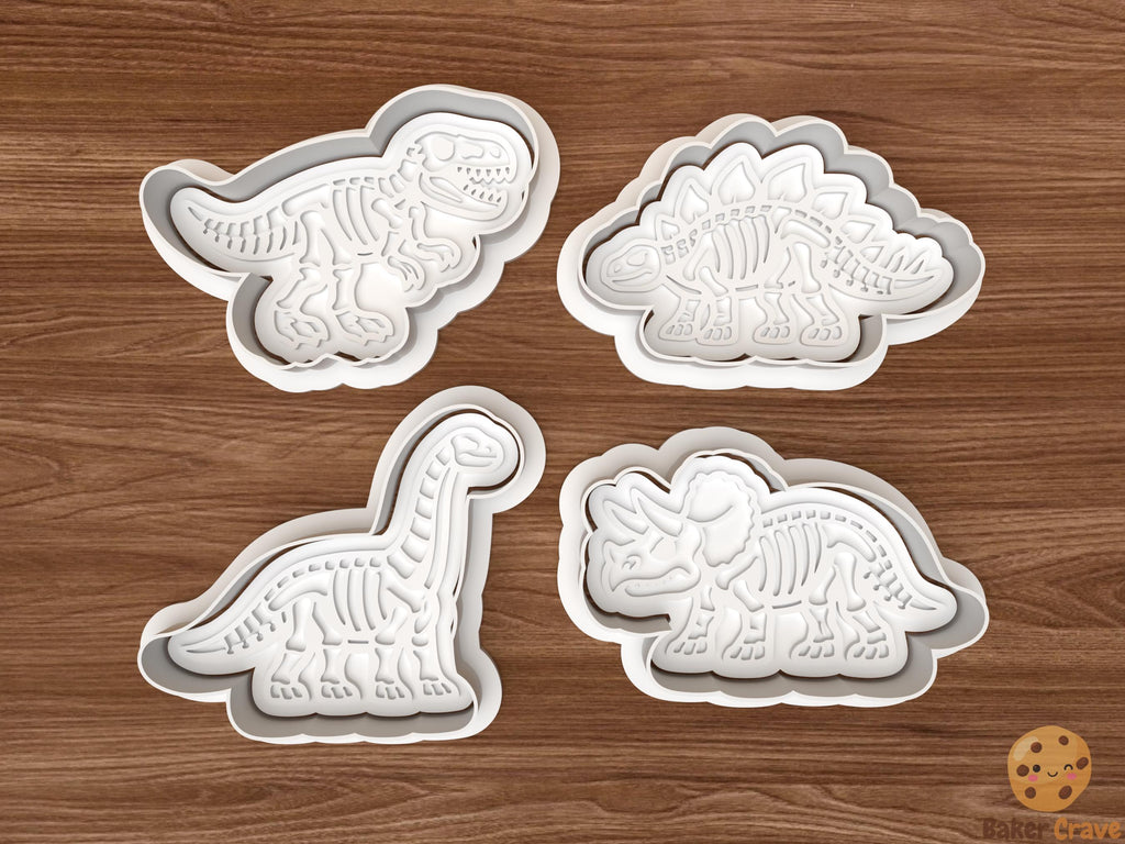 Dinosaur Fossil Cookie Cutter Set STL File