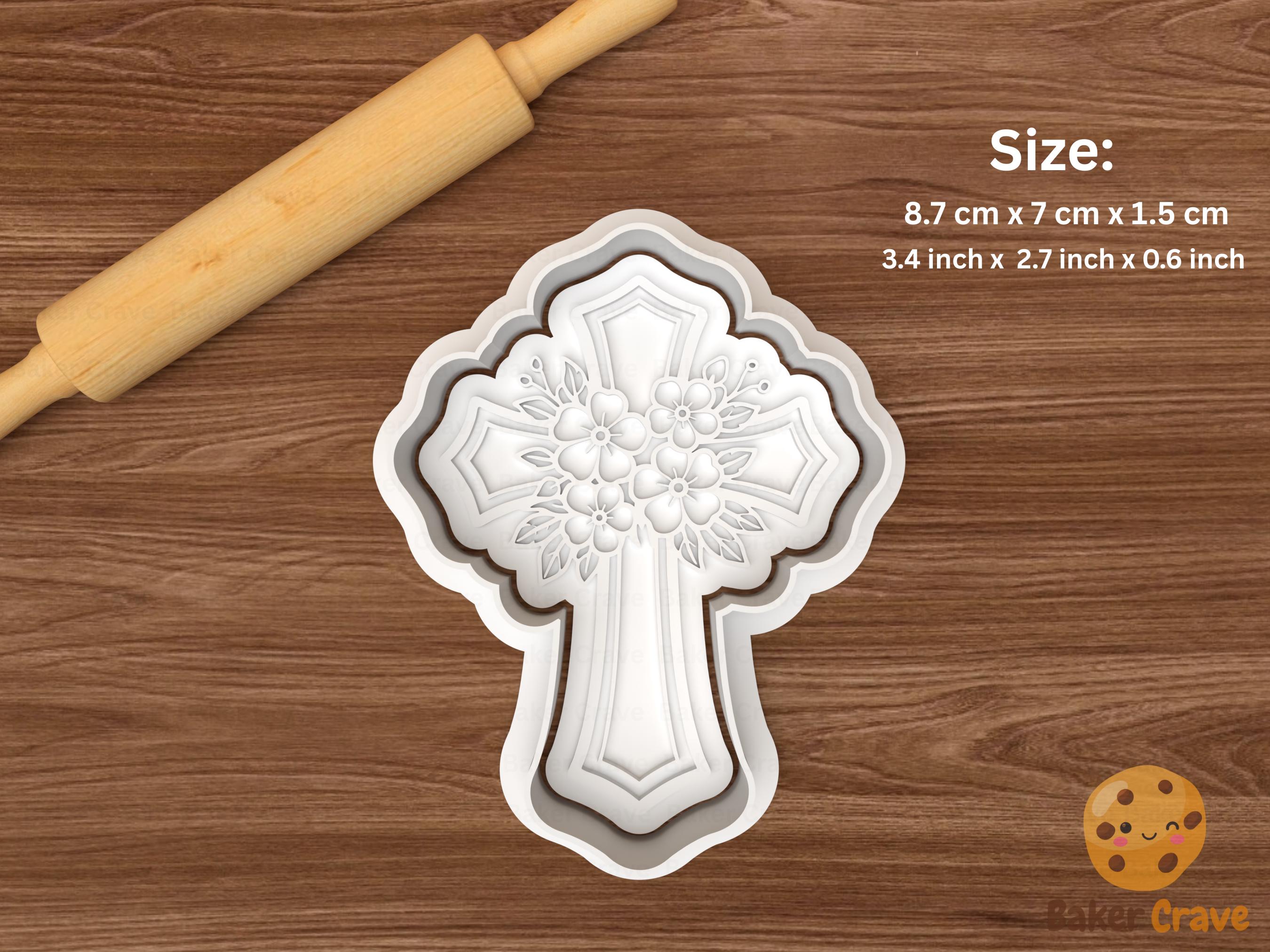 Cross with Flowers Cookie Cutter STL File