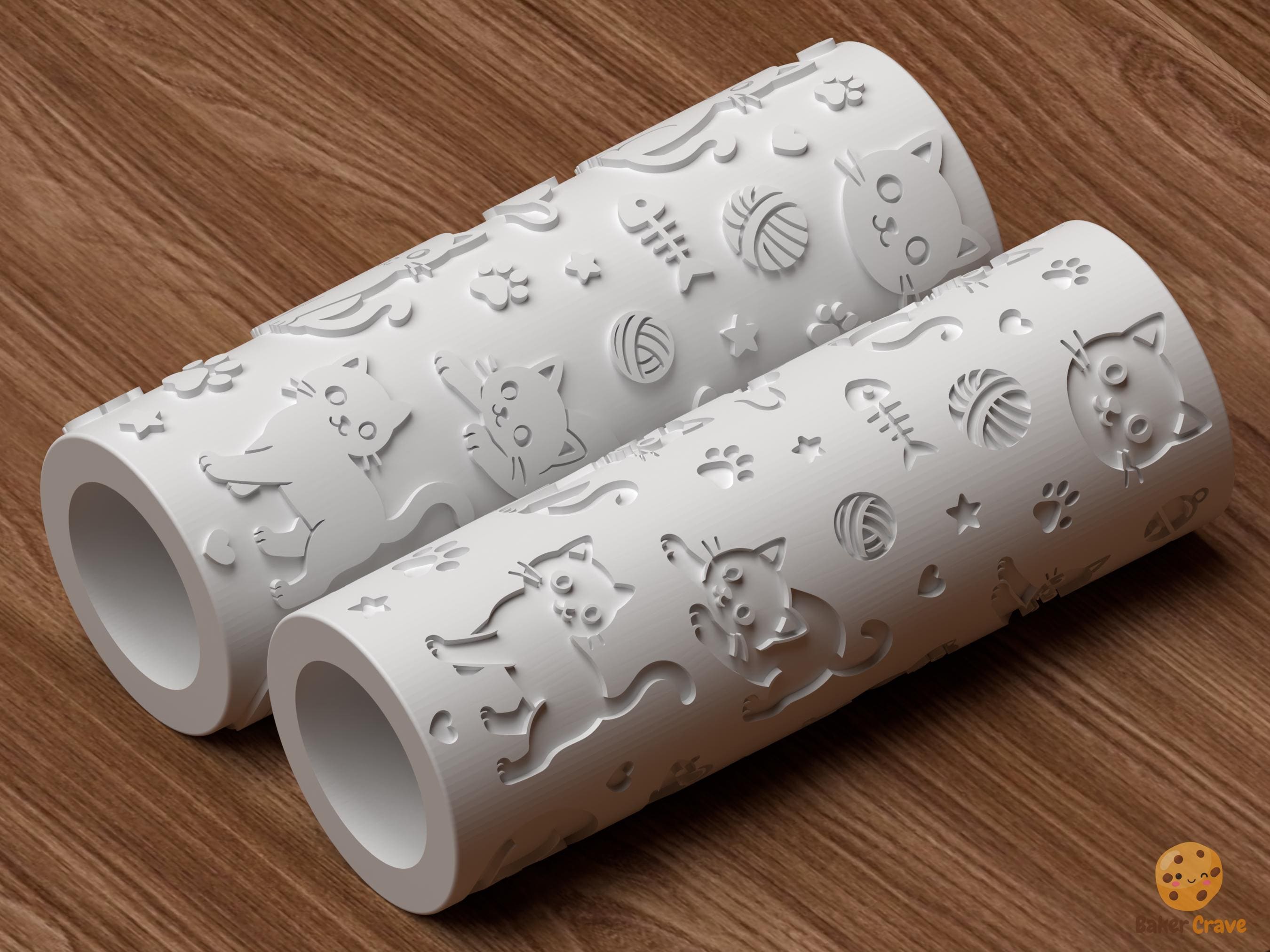 Cat Pattern Textured Roller STL File