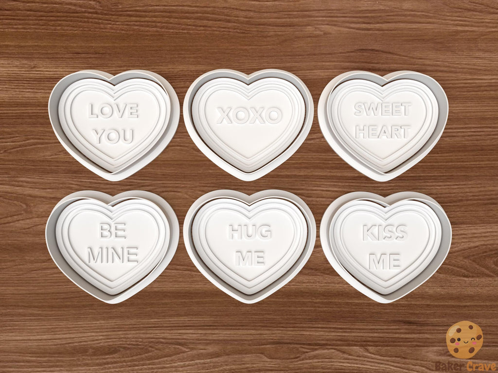 Valentines Conversation Hearts Cookie Cutter Set STL File