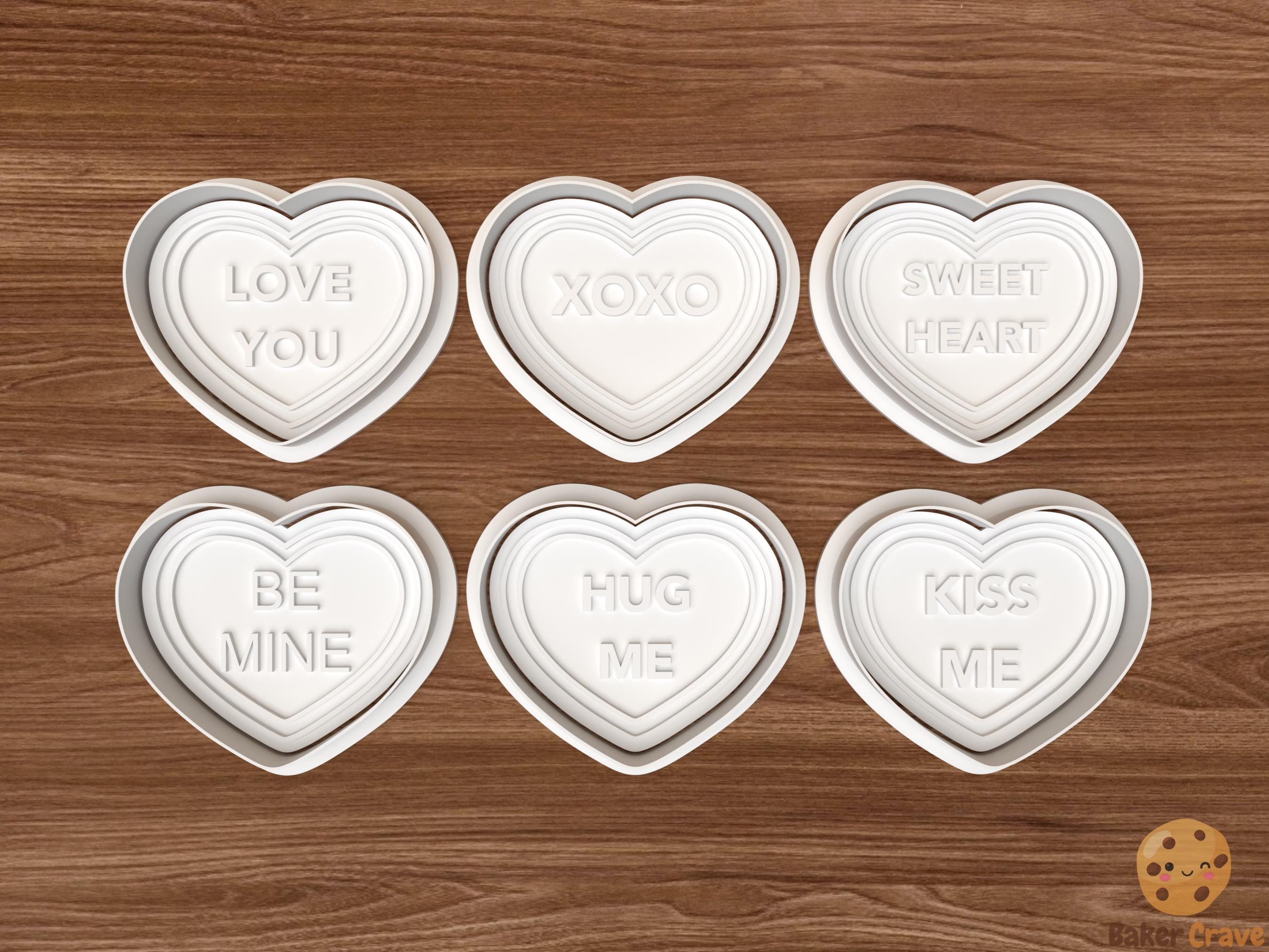 Valentines Conversation Hearts Cookie Cutter Set STL File