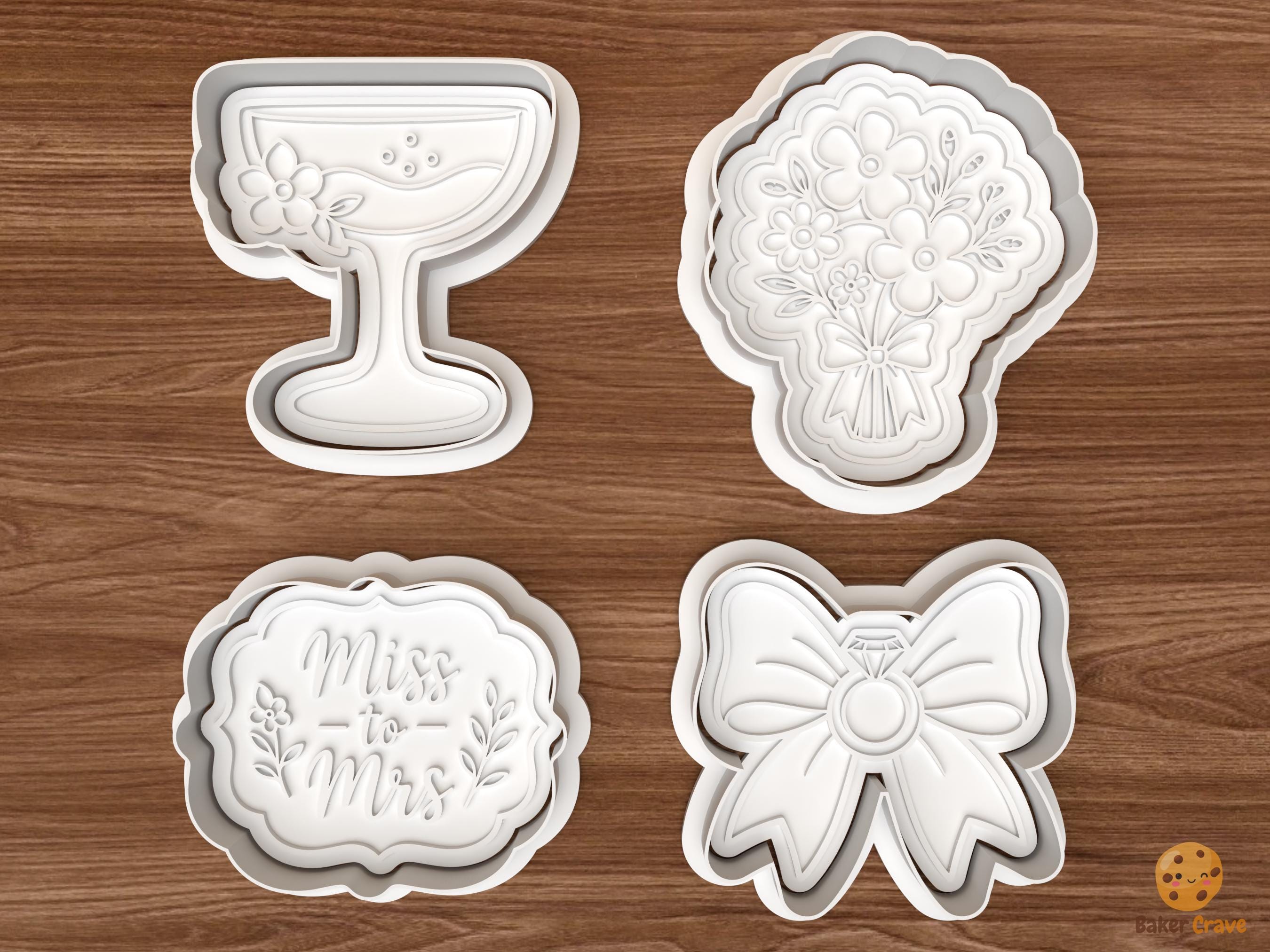 Wildflower Bridal Cookie Cutter Set STL File