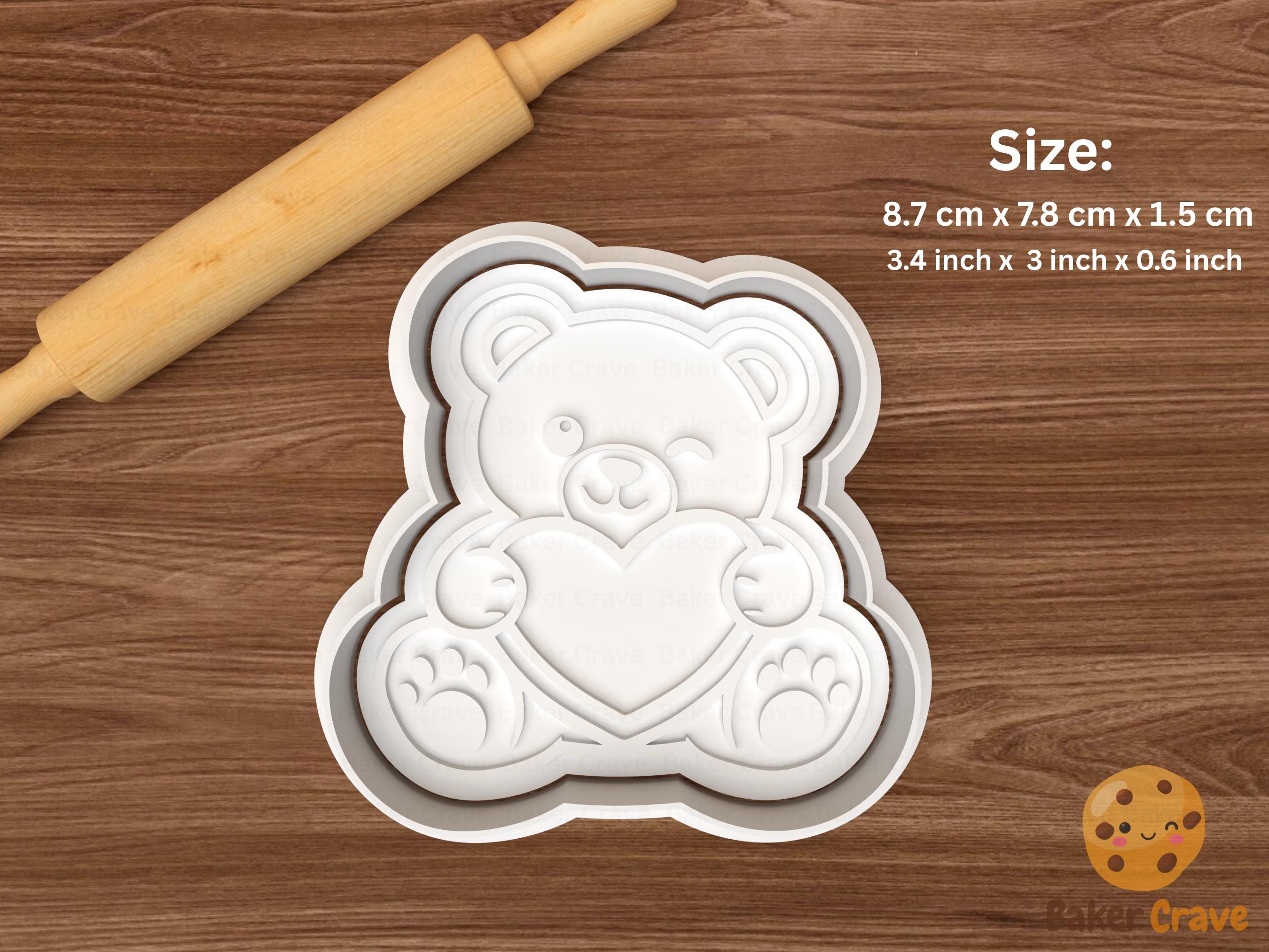 Teddy Bear With Heart Cookie Cutter Set STL File
