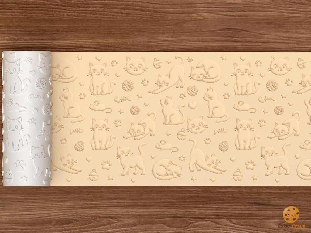 Cat Pattern Textured Roller STL File