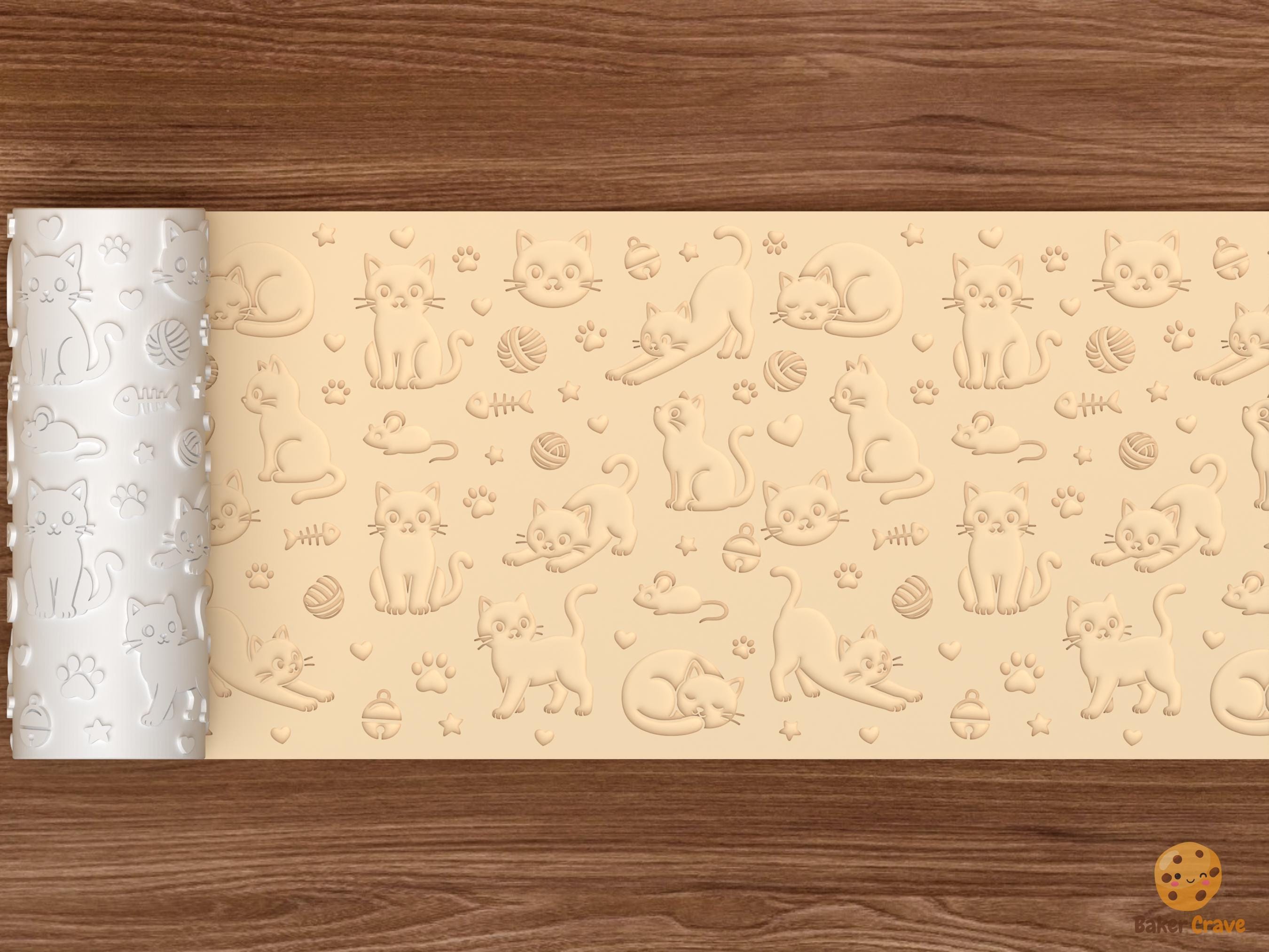 Cat Pattern Textured Roller STL File