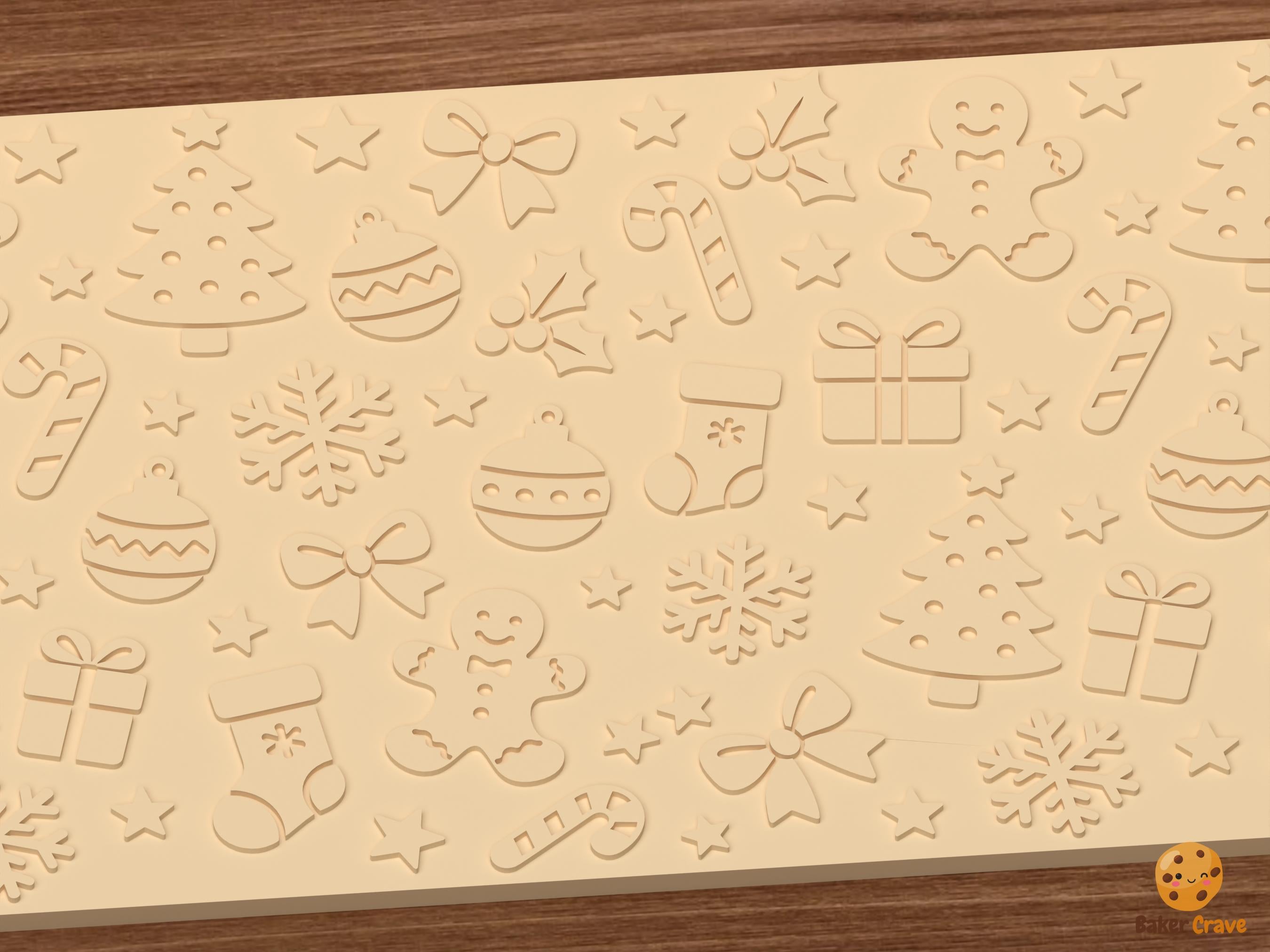 Classic Christmas Pattern Textured Roller STL File
