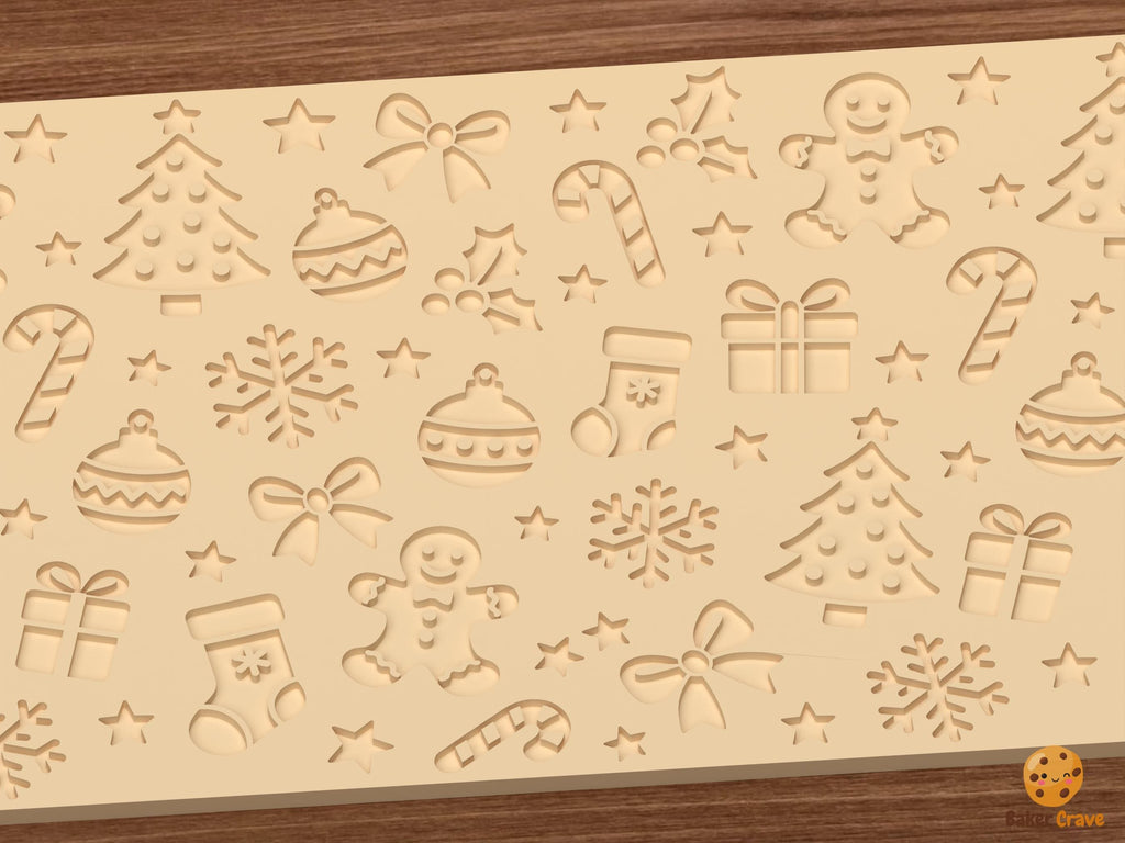 Classic Christmas Pattern Textured Roller STL File