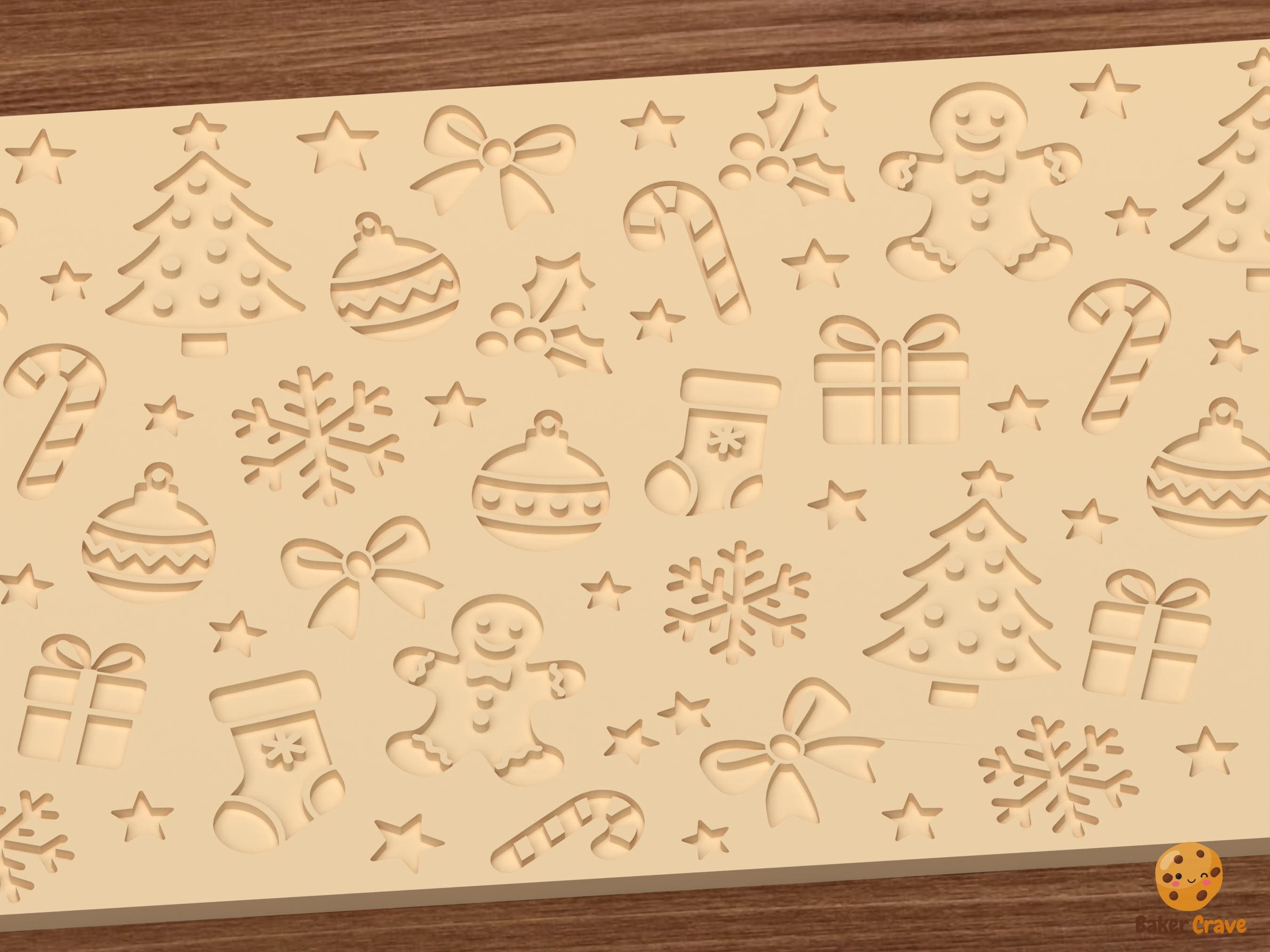 Classic Christmas Pattern Textured Roller STL File