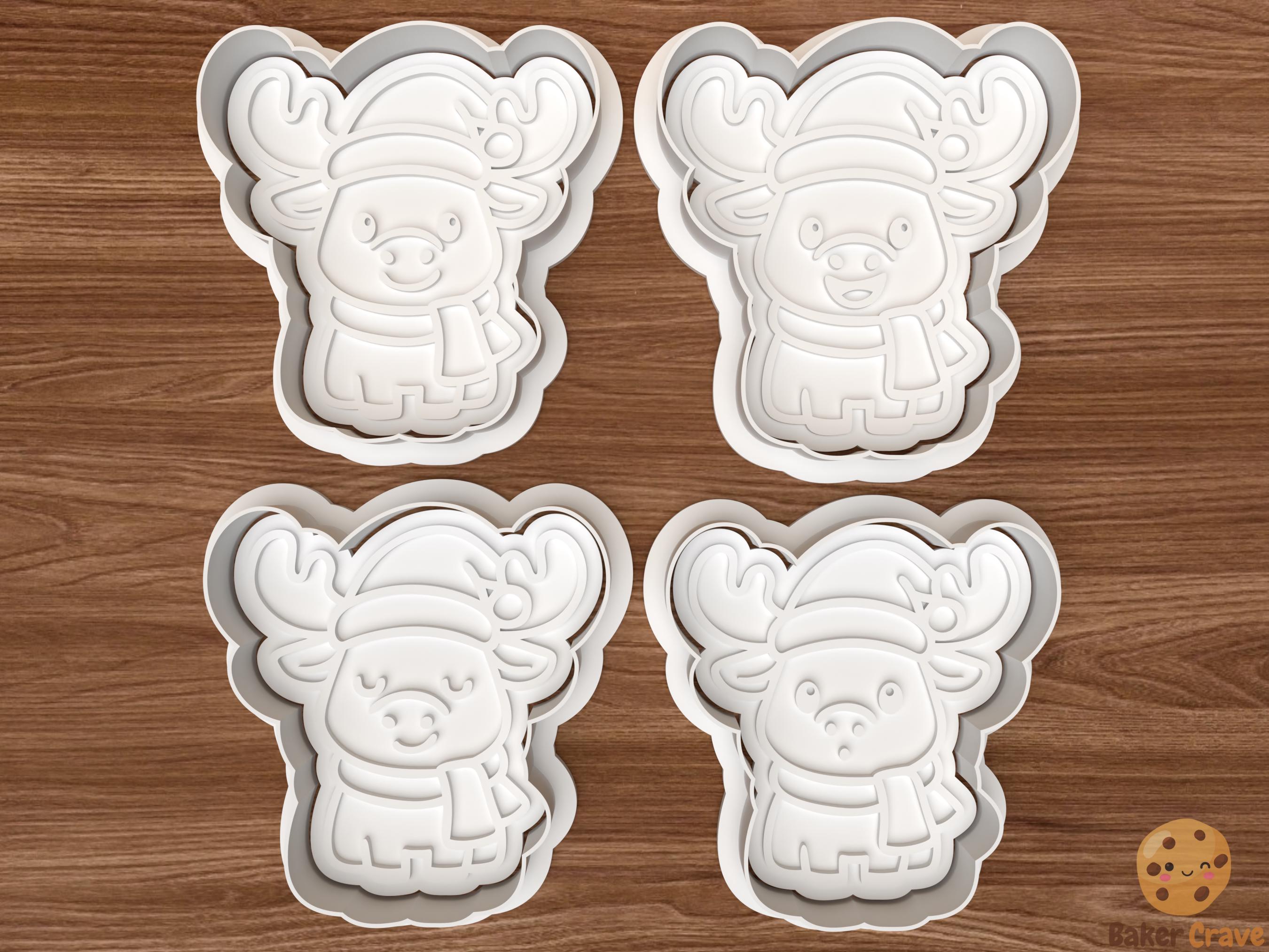 Christmas Kawaii Moose Cookie Cutter Set STL File