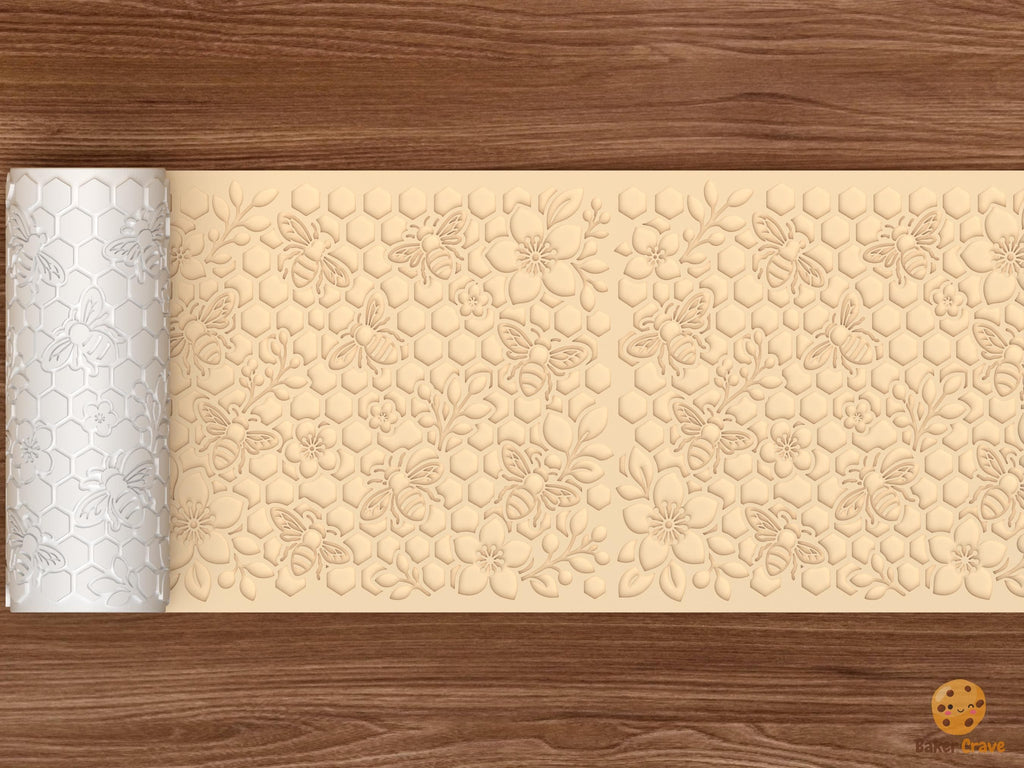 Honey Bee Floral Pattern Textured Roller STL File
