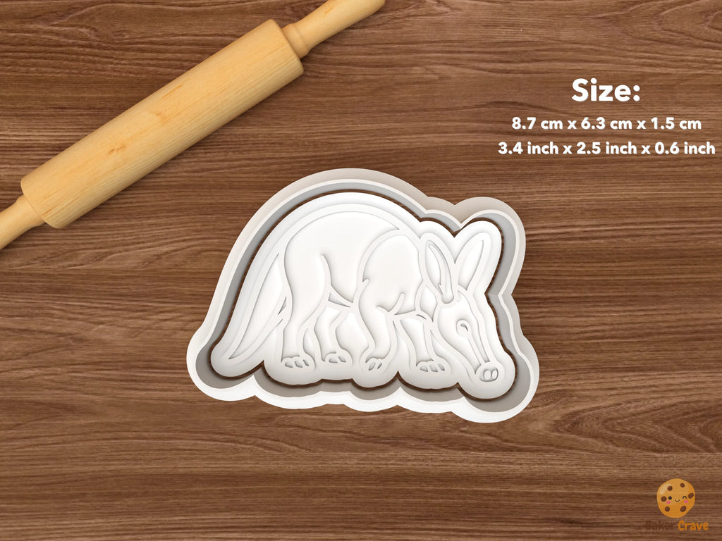 Aardvark Cookie Cutter Set STL File - single standing aardvark right facing