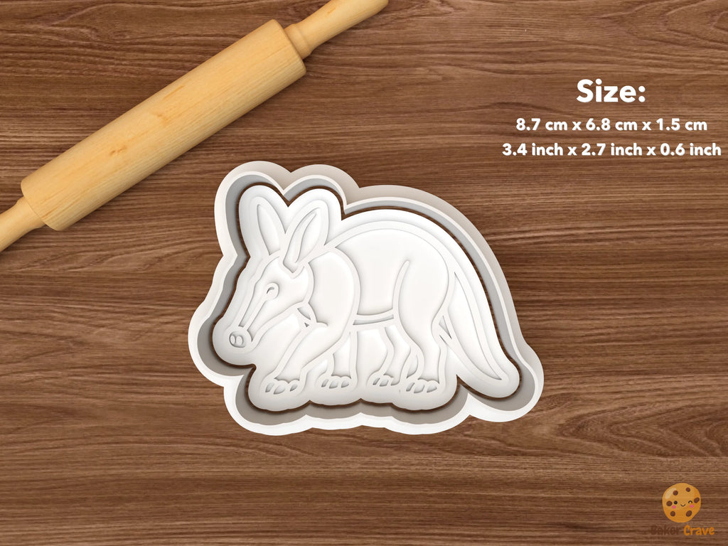 Aardvark Cookie Cutter Set STL File - single standing aardvark left facing