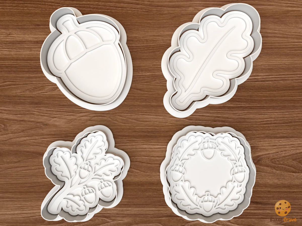 Acorn and Oak Woodland Cookie Cutter Set STL File