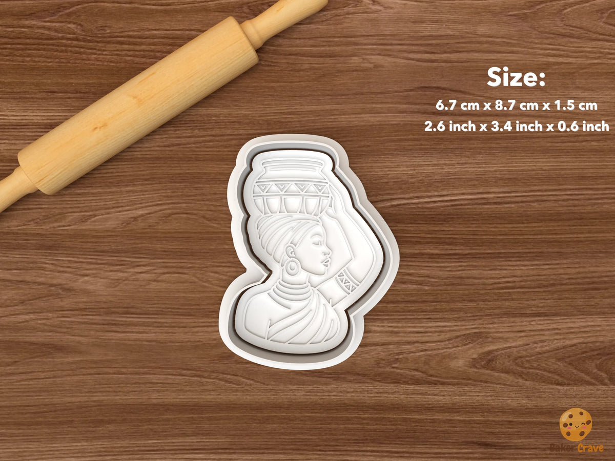 African Woman Cookie Cutter Set - single pot carrier woman