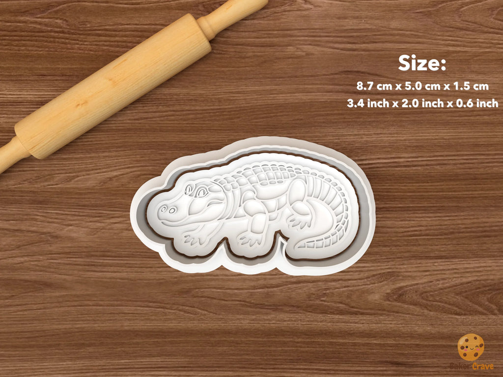 Alligator Cookie Cutter Set STL File - single side view alligator