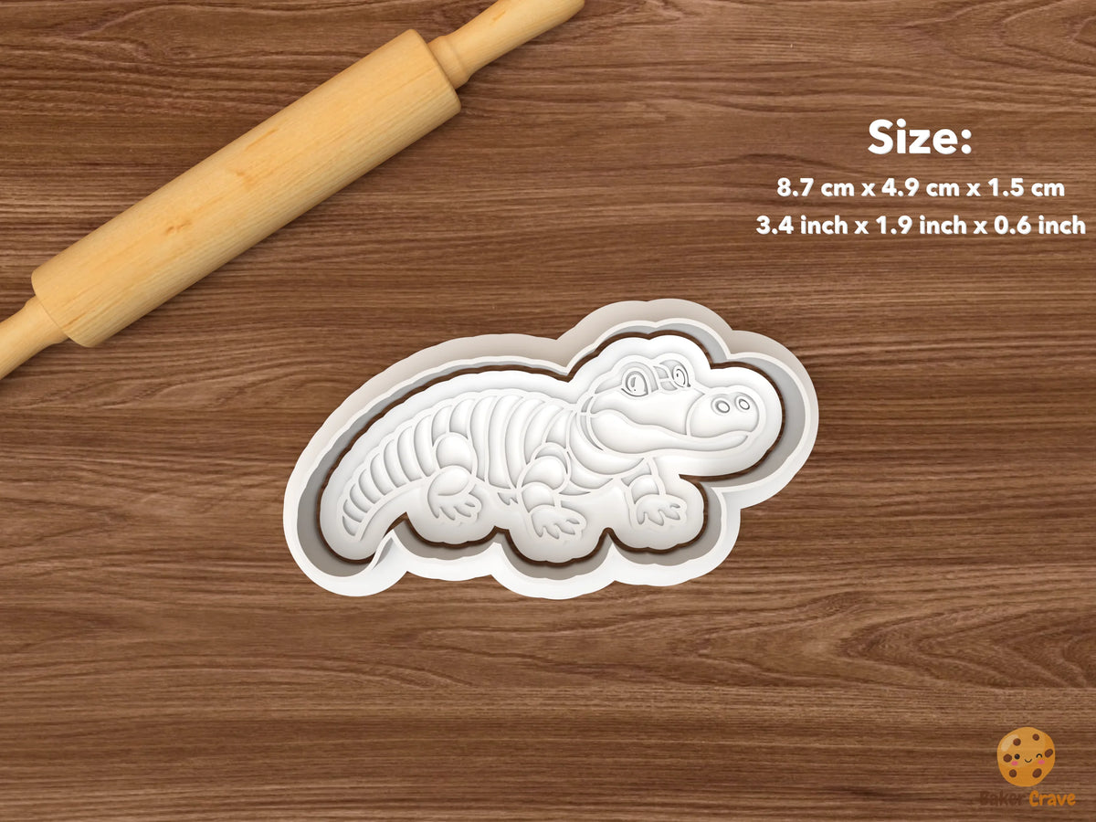 Alligator Cookie Cutter Set STL File - single crawling alligator