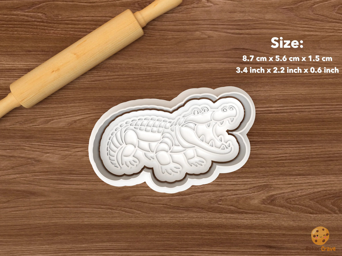 Alligator Cookie Cutter Set STL File - single open mouth alligator