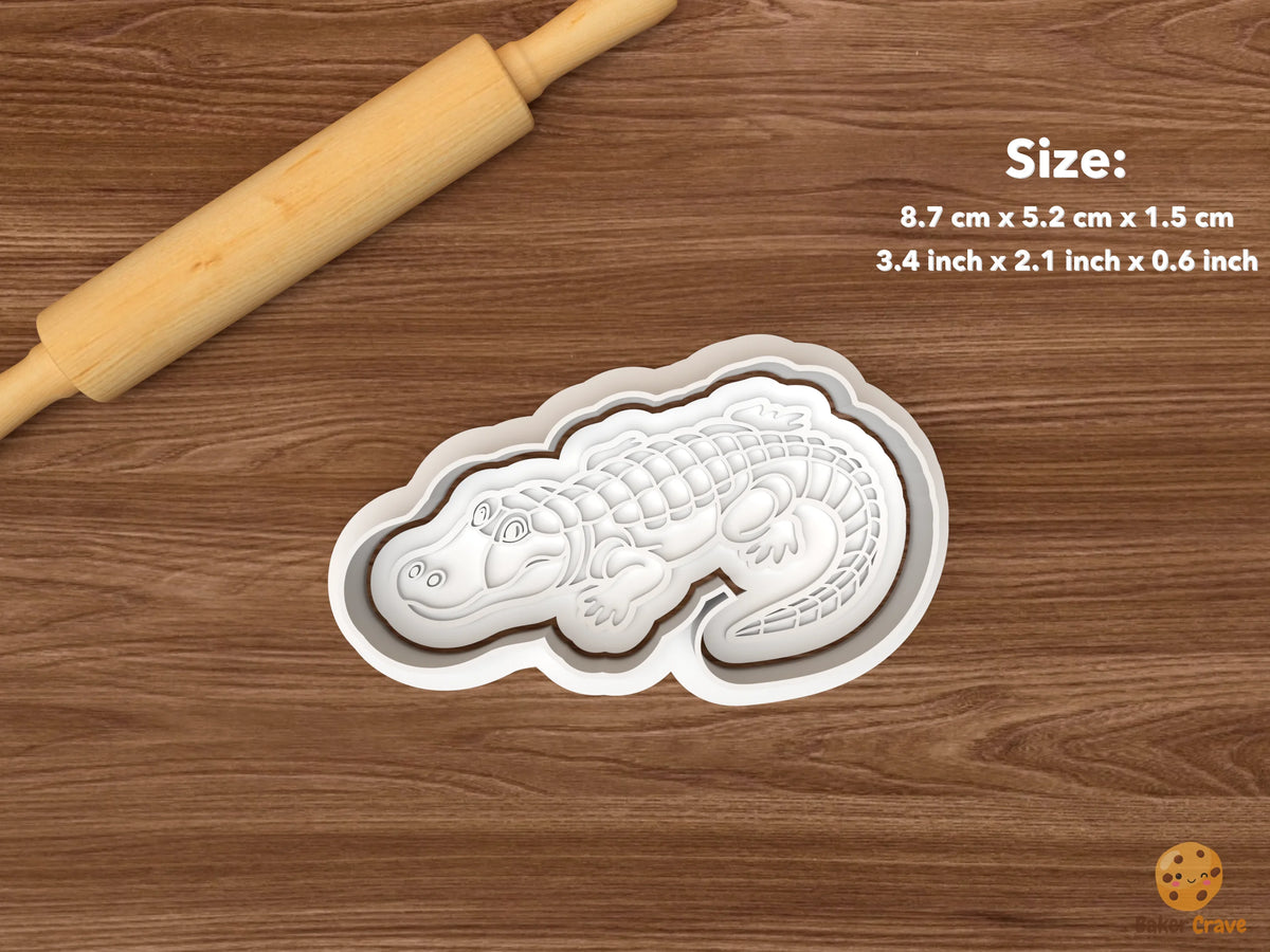 Alligator Cookie Cutter Set STL File - single curled tail alligator