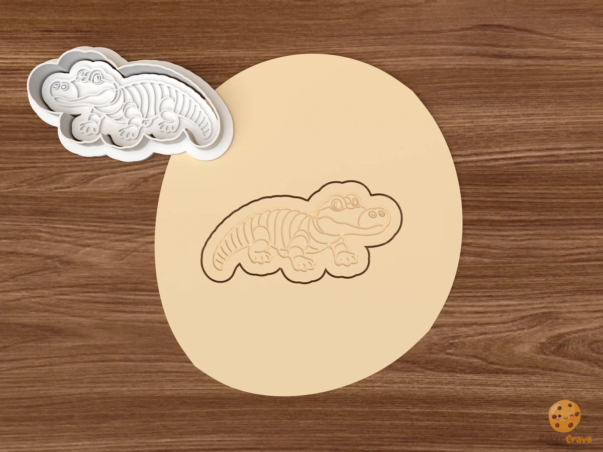 Alligator Cookie Cutter Set STL File - dough crawling alligator
