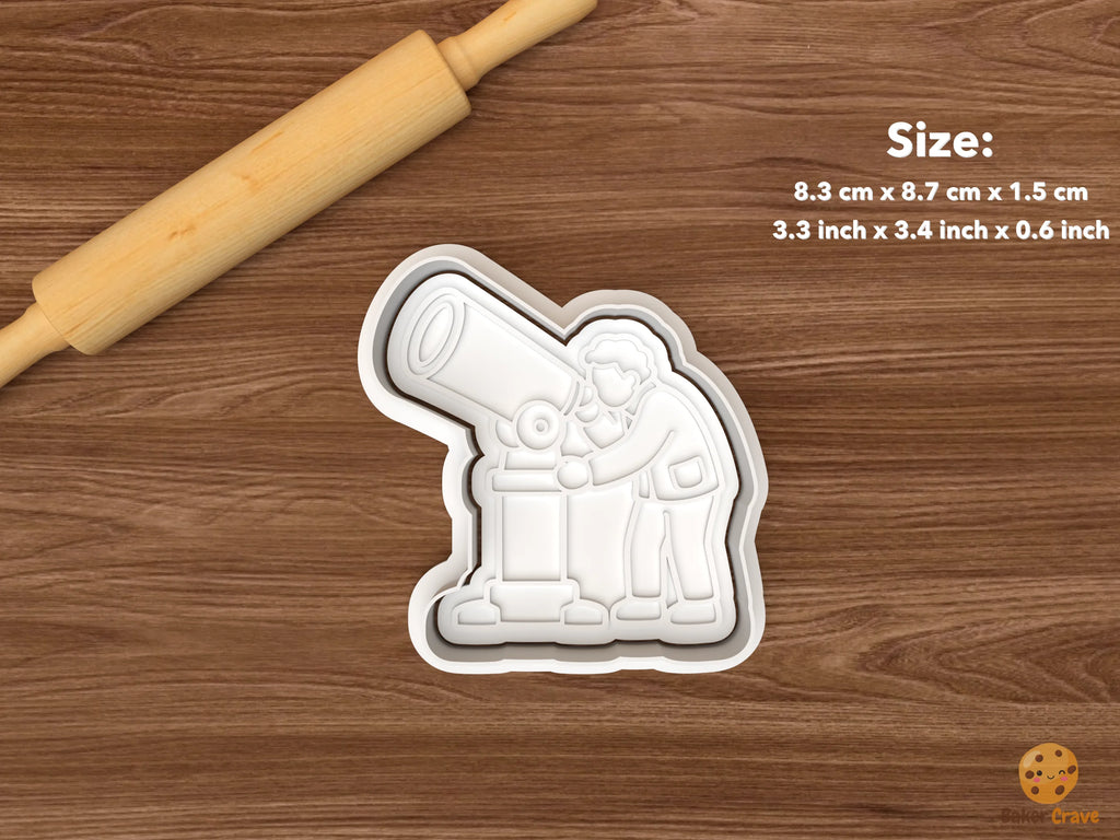 Astronomer Cookie Cutter Set STL File - single telescope observer