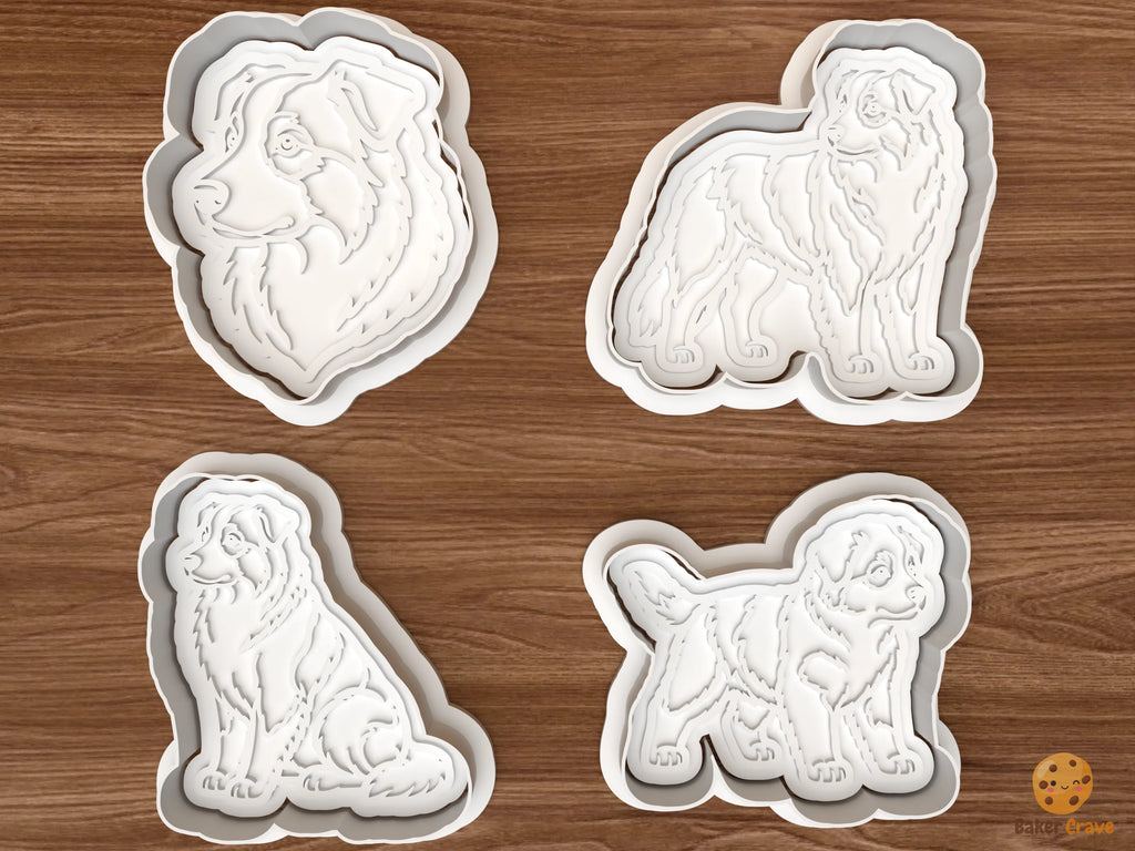 Australian Shepherd Dog Cookie Cutter Set STL File - 01 set main