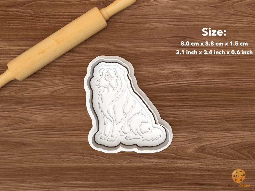 Australian Shepherd Dog Cookie Cutter Set STL File - single sitting pose australian shepherd dog