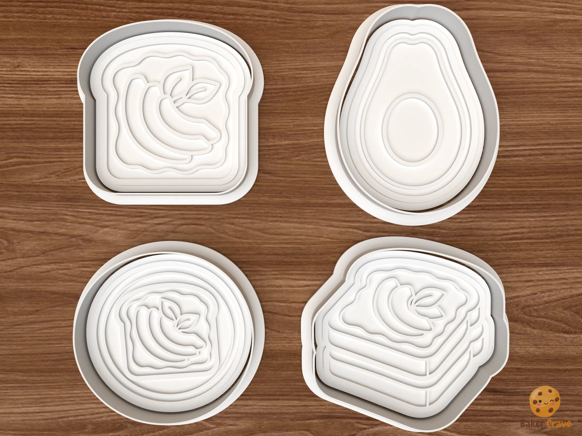 Avocado Toast Brunch Cookie Cutter Set STL File - 01 set main