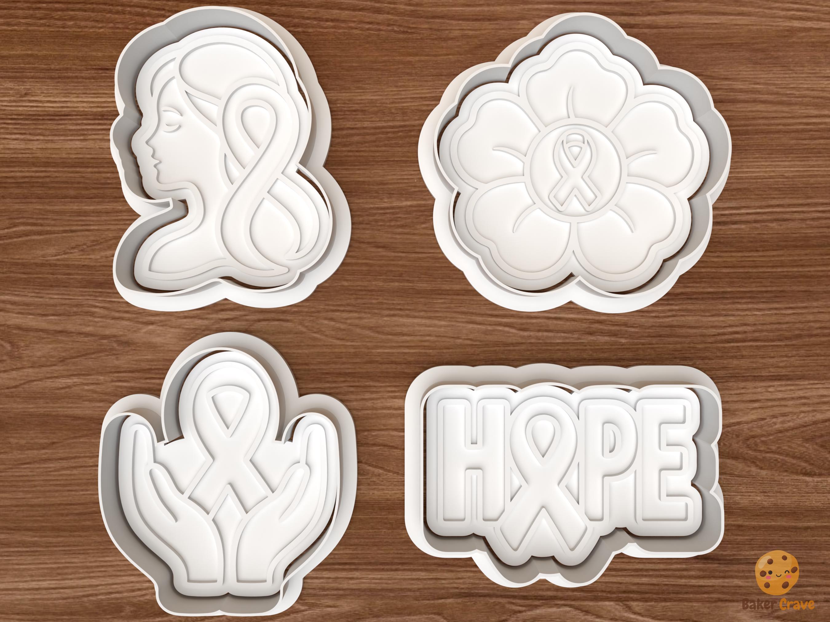 Breast Cancer Awareness Cookie Cutter Set STL File