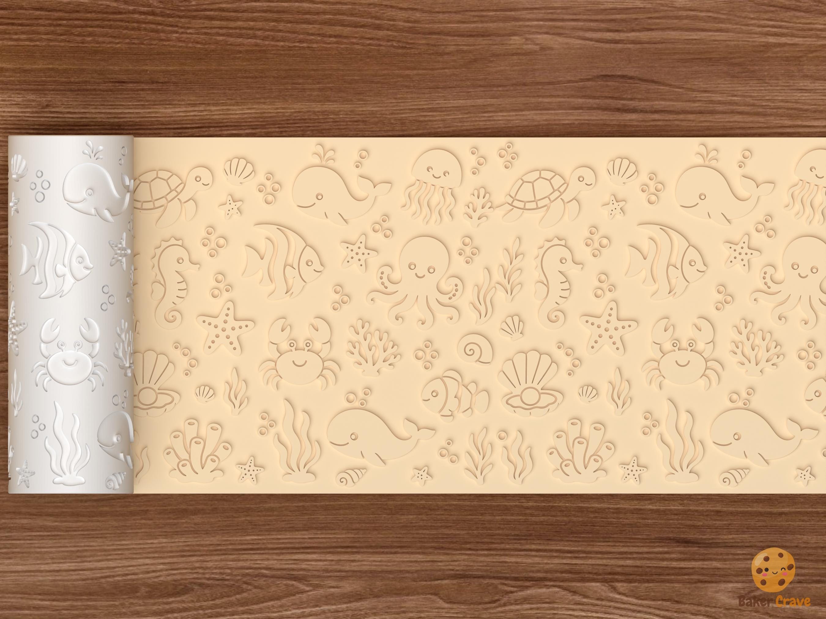 Ocean Animals Pattern Textured Roller STL File