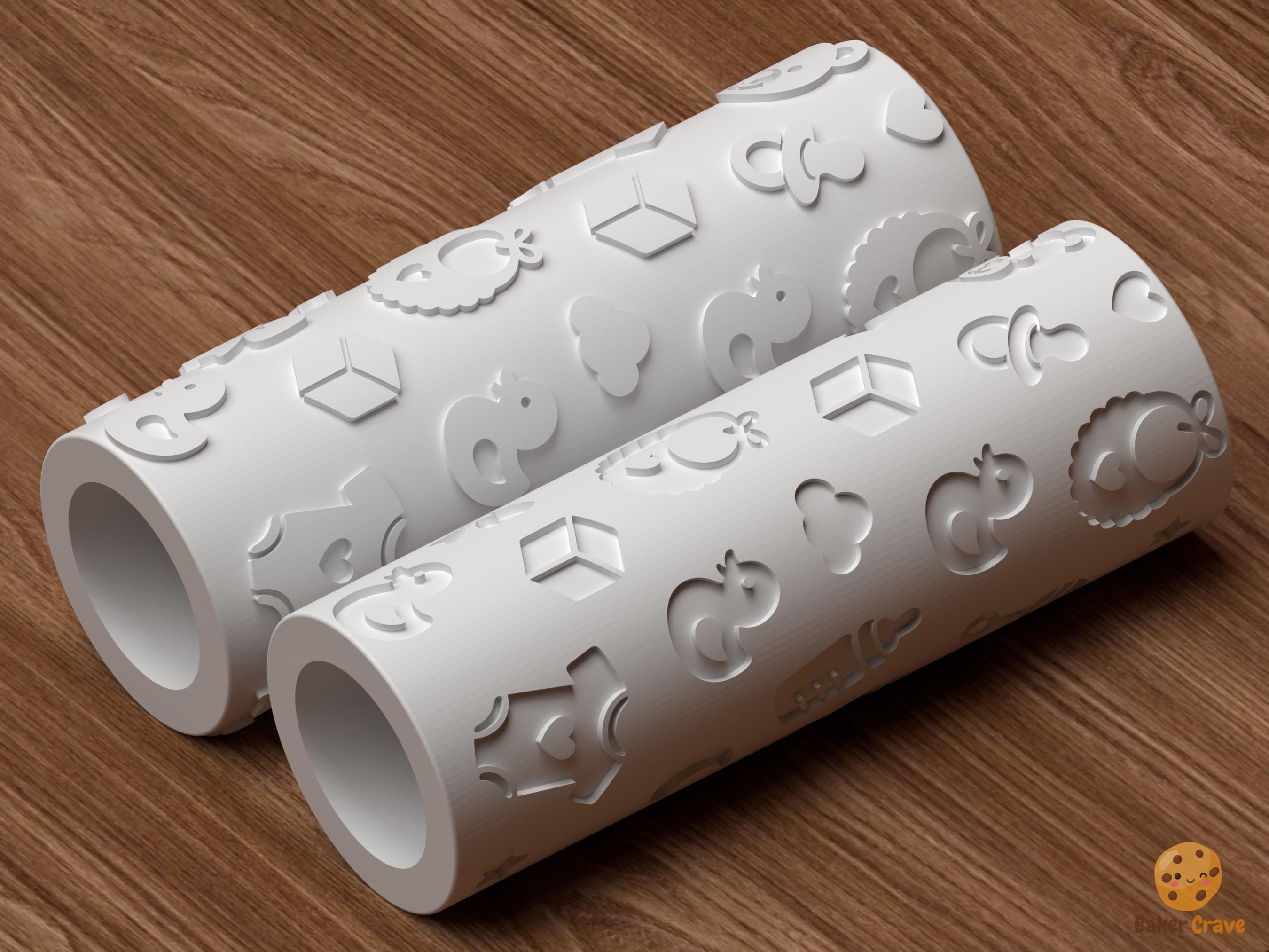 Baby Shower Pattern Textured Roller STL File