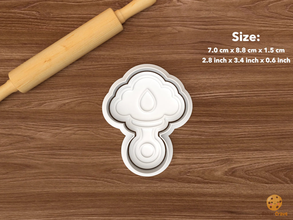 Baby Sprinkle Cookie Cutter Set STL File - single cloud rattle with raindrop
