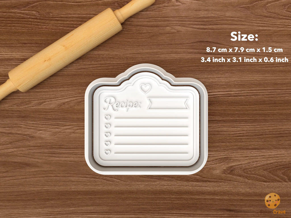 Baking Essentials Cookie Cutter Set STL File - single recipe card plaque