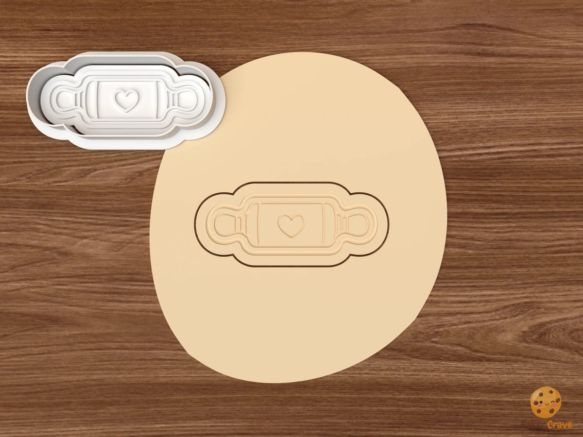 Baking Kitchen Cookie Cutter Set STL File - dough rolling pin with heart